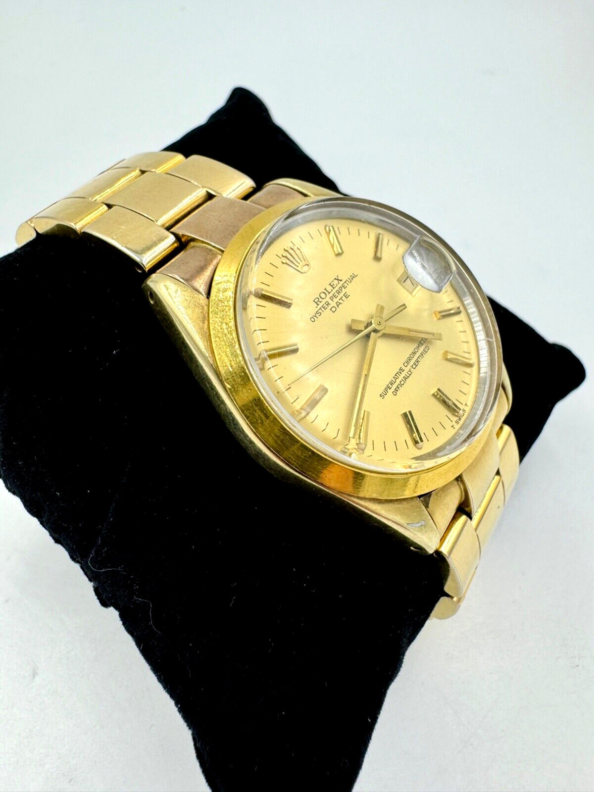 1982 Rolex 15505 Gold Shell Oyster Perpetual Swiss Automatic S.Steel Watch 34MM