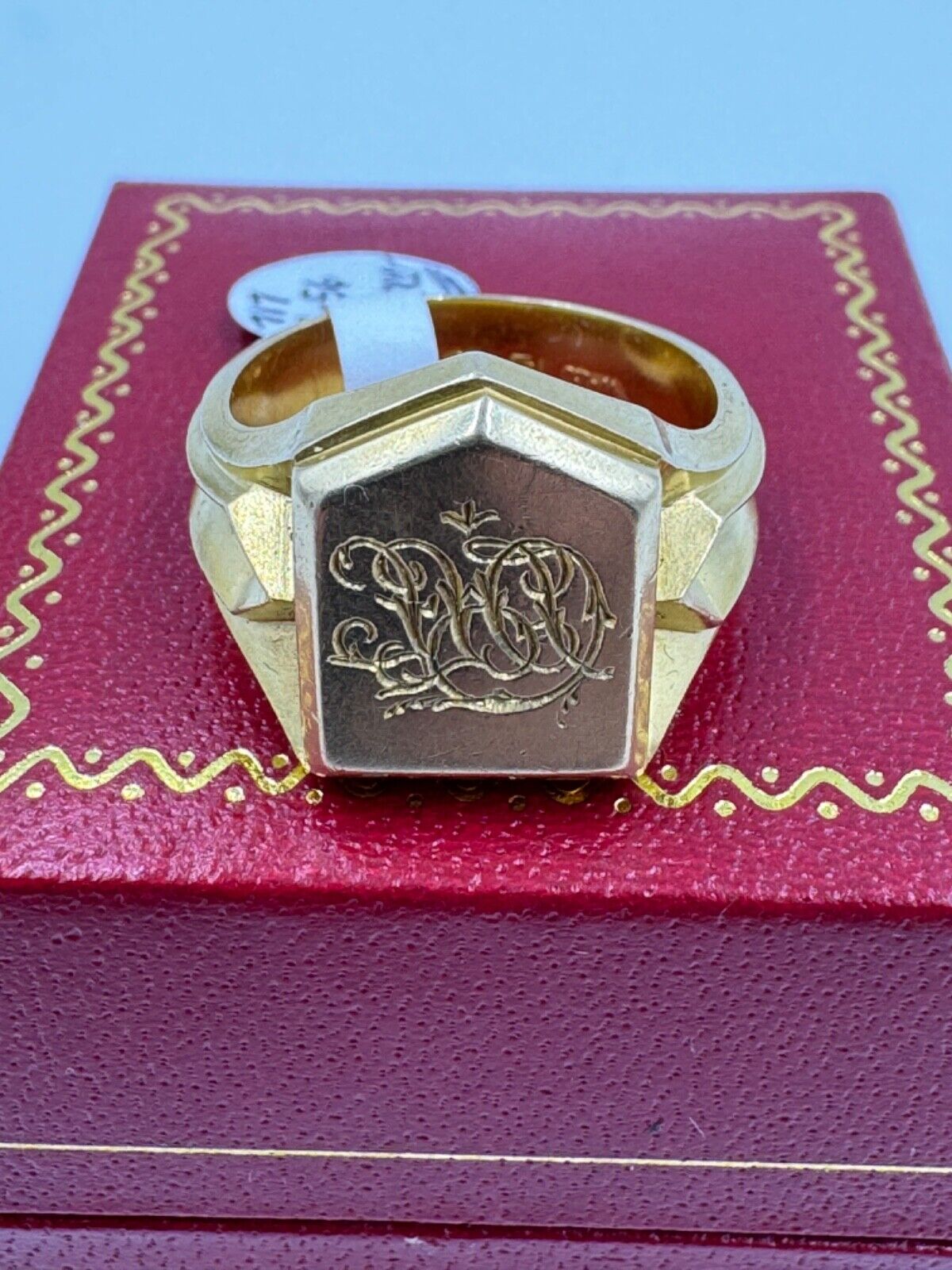 Antique English  18k Yellow Gold Men's Signet Ring Circa 1897