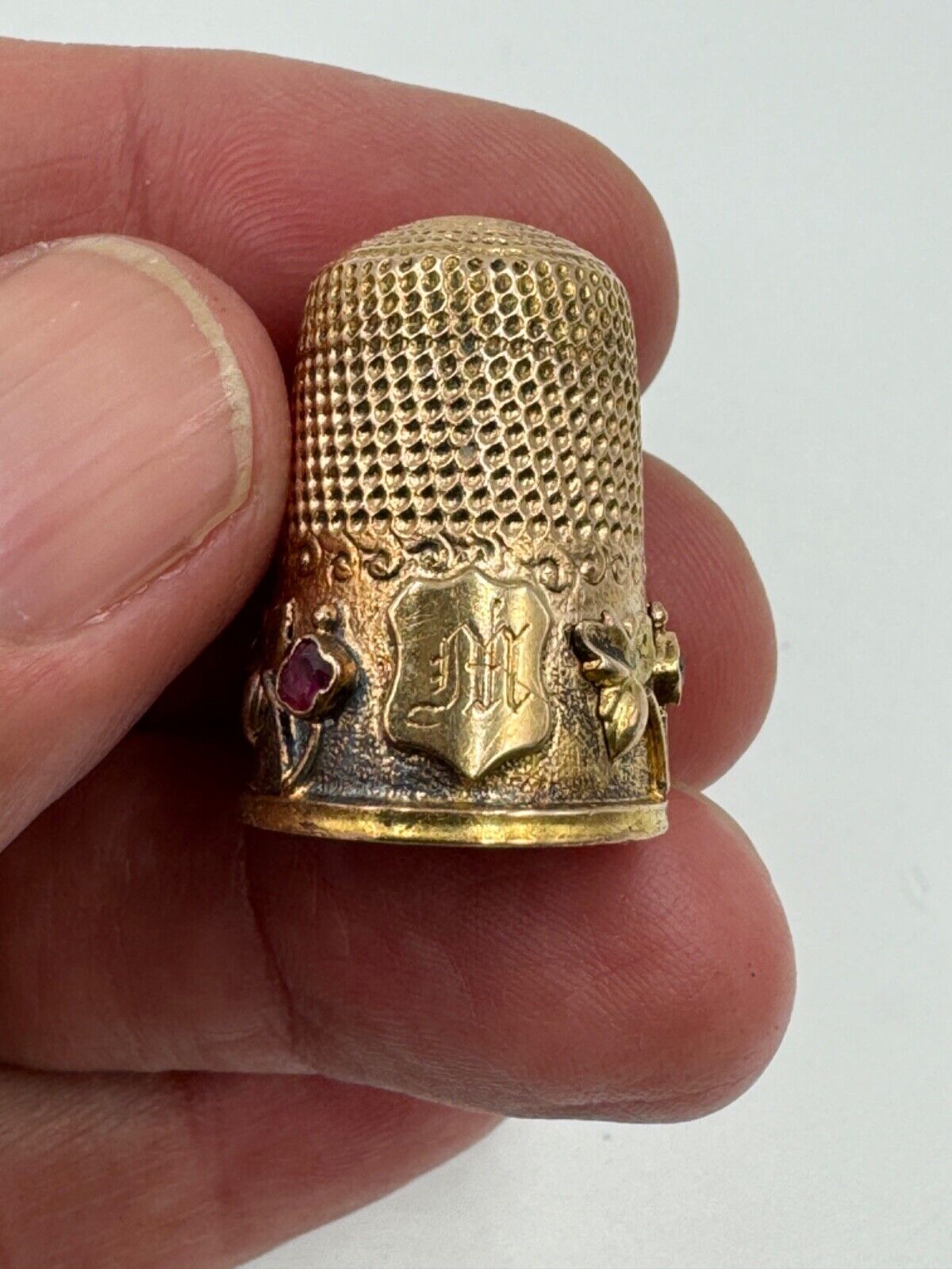 Antique 14k Yellow Gold Jeweled Thimble