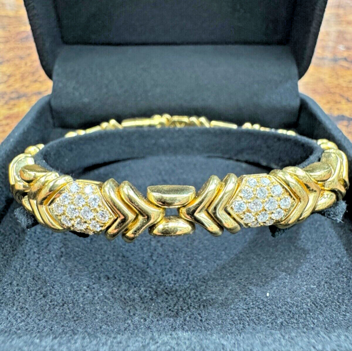 Bvlgari Parentesi Diamond 18k Yellow Gold Bracelet 7.75" Long