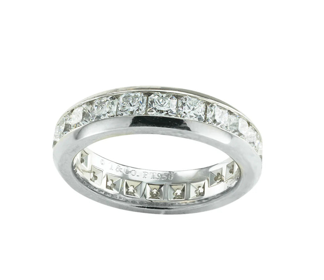 Tiffany & Co Lucida Cut Diamond Platinum Eternity Ring Size 5 3/4