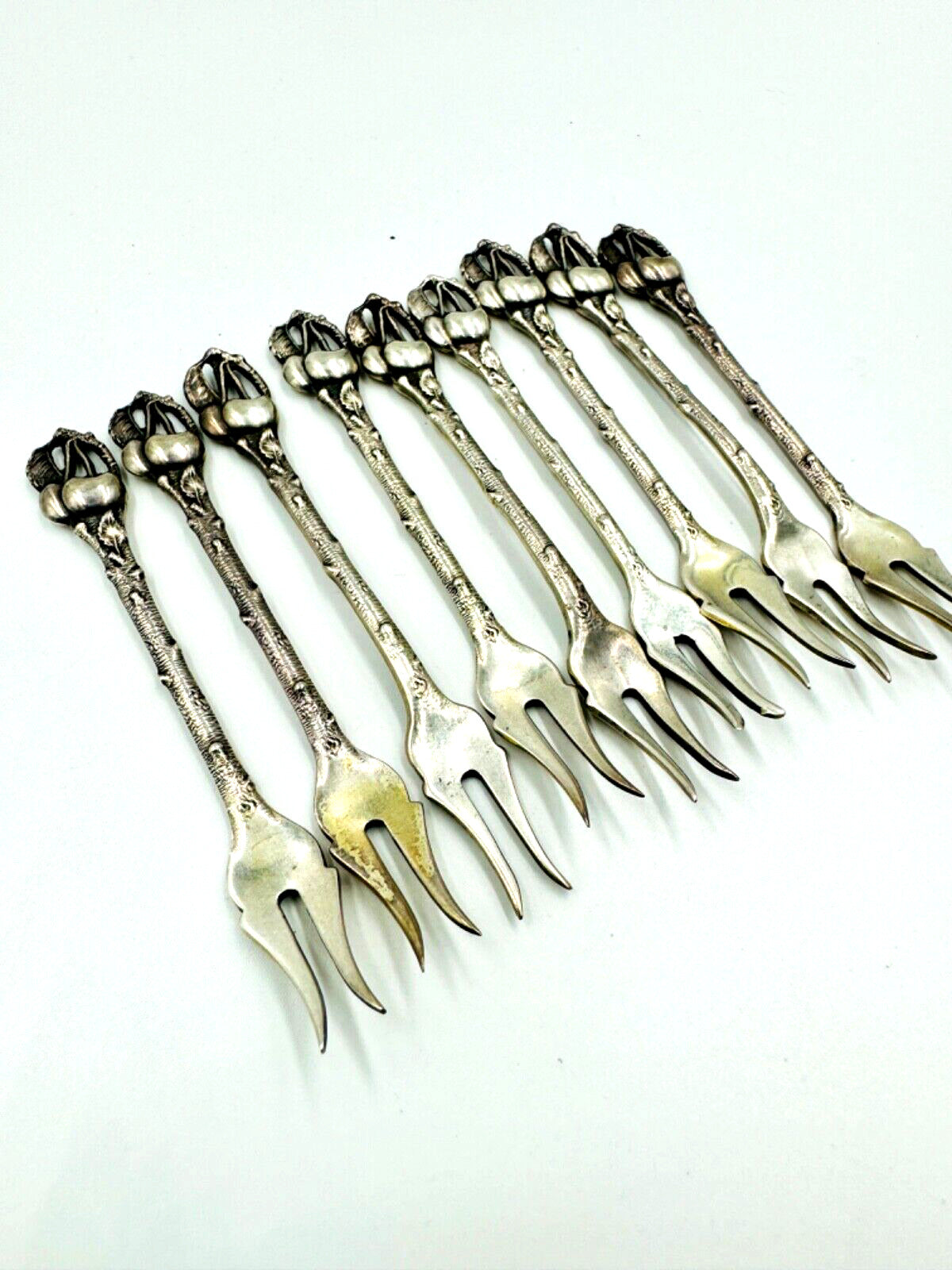 Vintage Cherry Forks Set Cherry Finial Watson Co Sterling Silver 1920