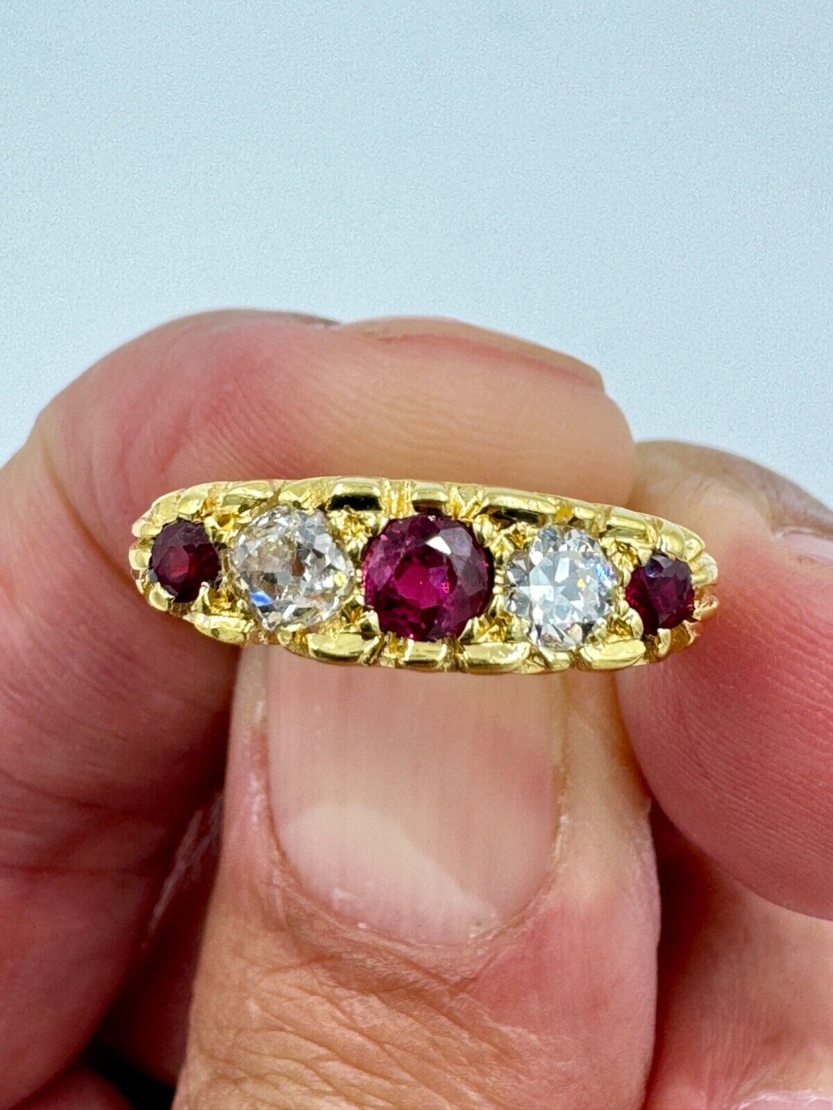 Estate 18k Gold Ruby and Diamond Ring