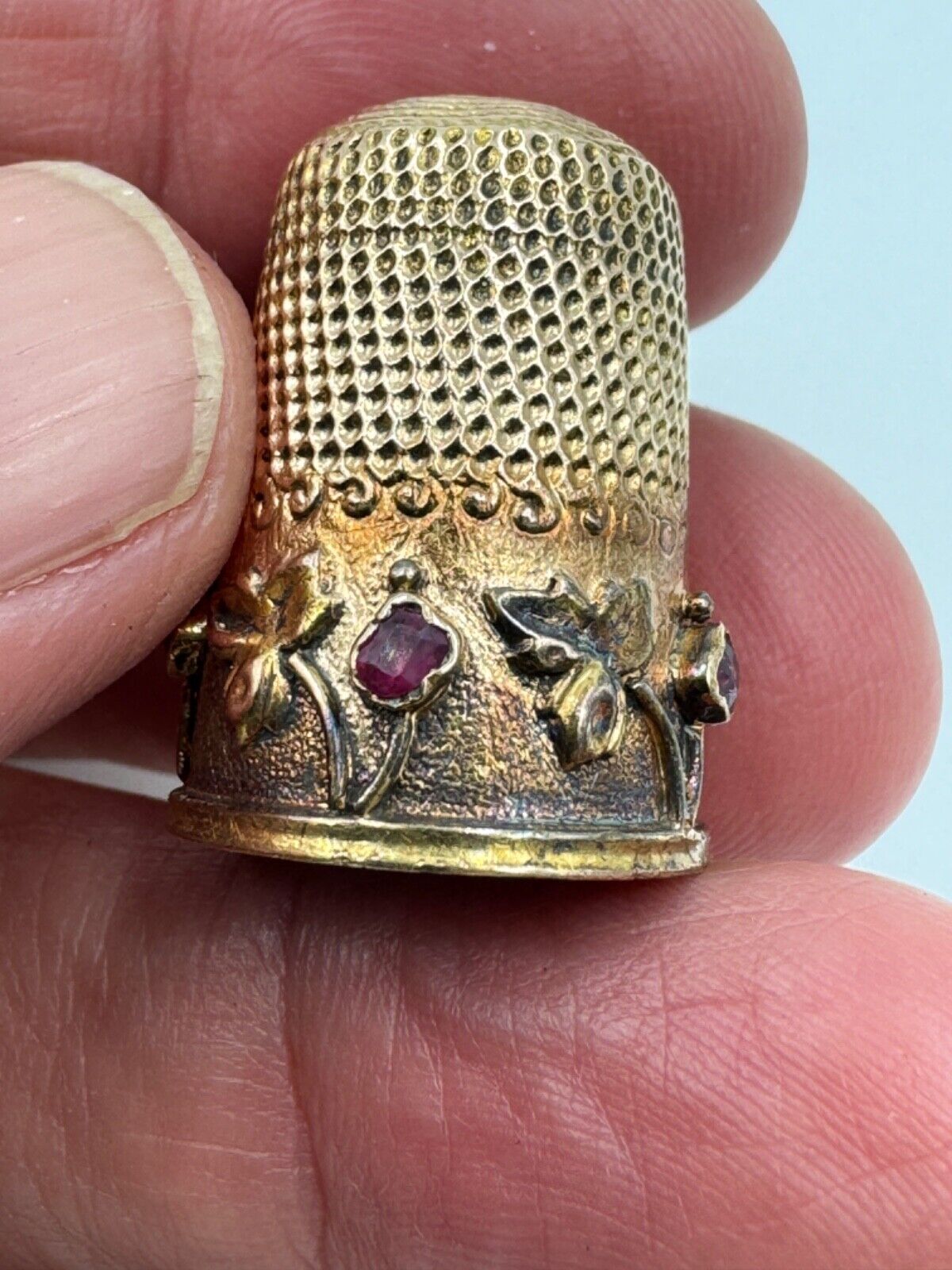 Antique 14k Yellow Gold Jeweled Thimble