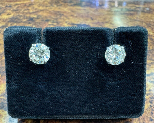 Diamond stud Earrings 2.18cts VS K-L 14k white gold