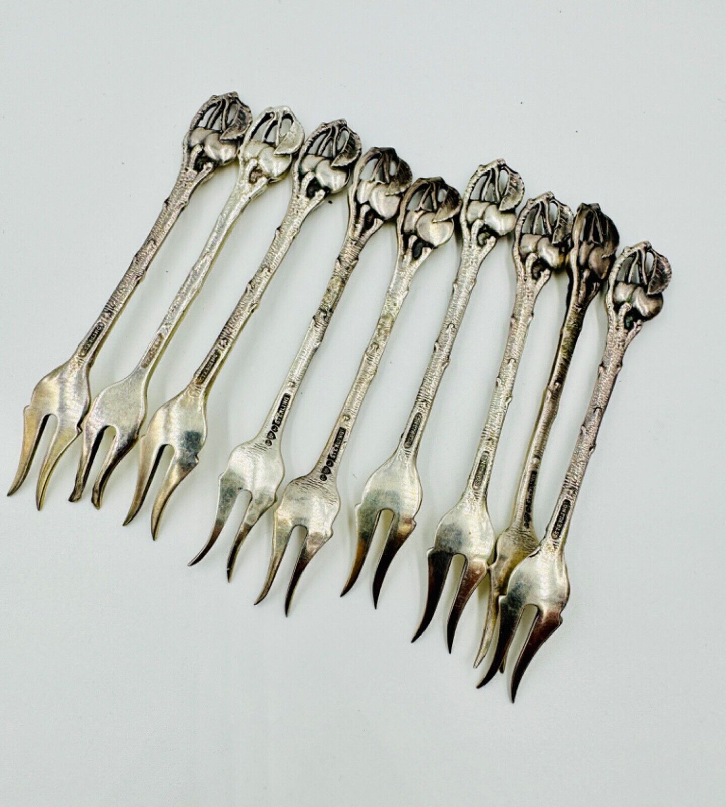 Vintage Cherry Forks Set Cherry Finial Watson Co Sterling Silver 1920