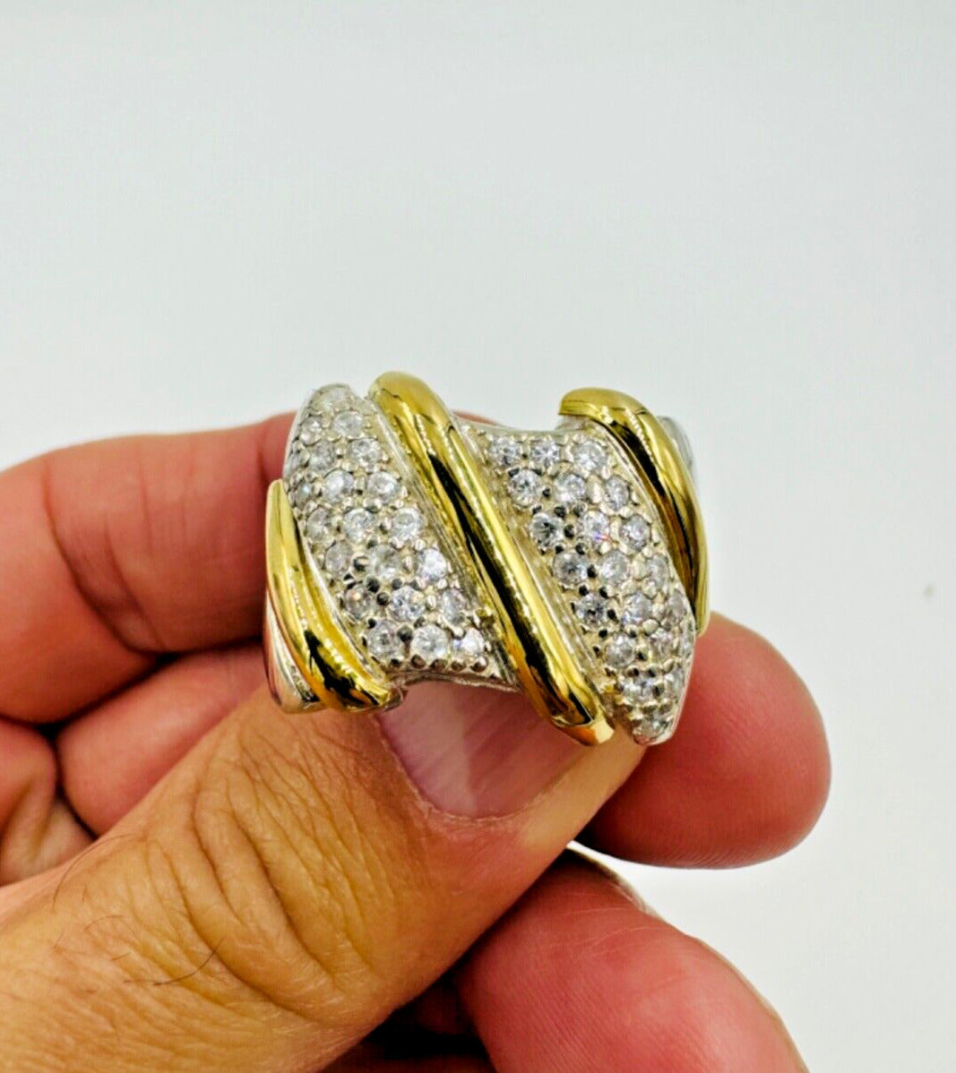 Jim 18k Gold on Sterling Silver Pave Cz Mens Ring