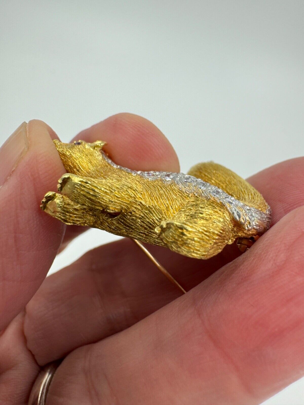 Estate Skunk Diamond 18k Yellow Gold Brooch Circa 1970s