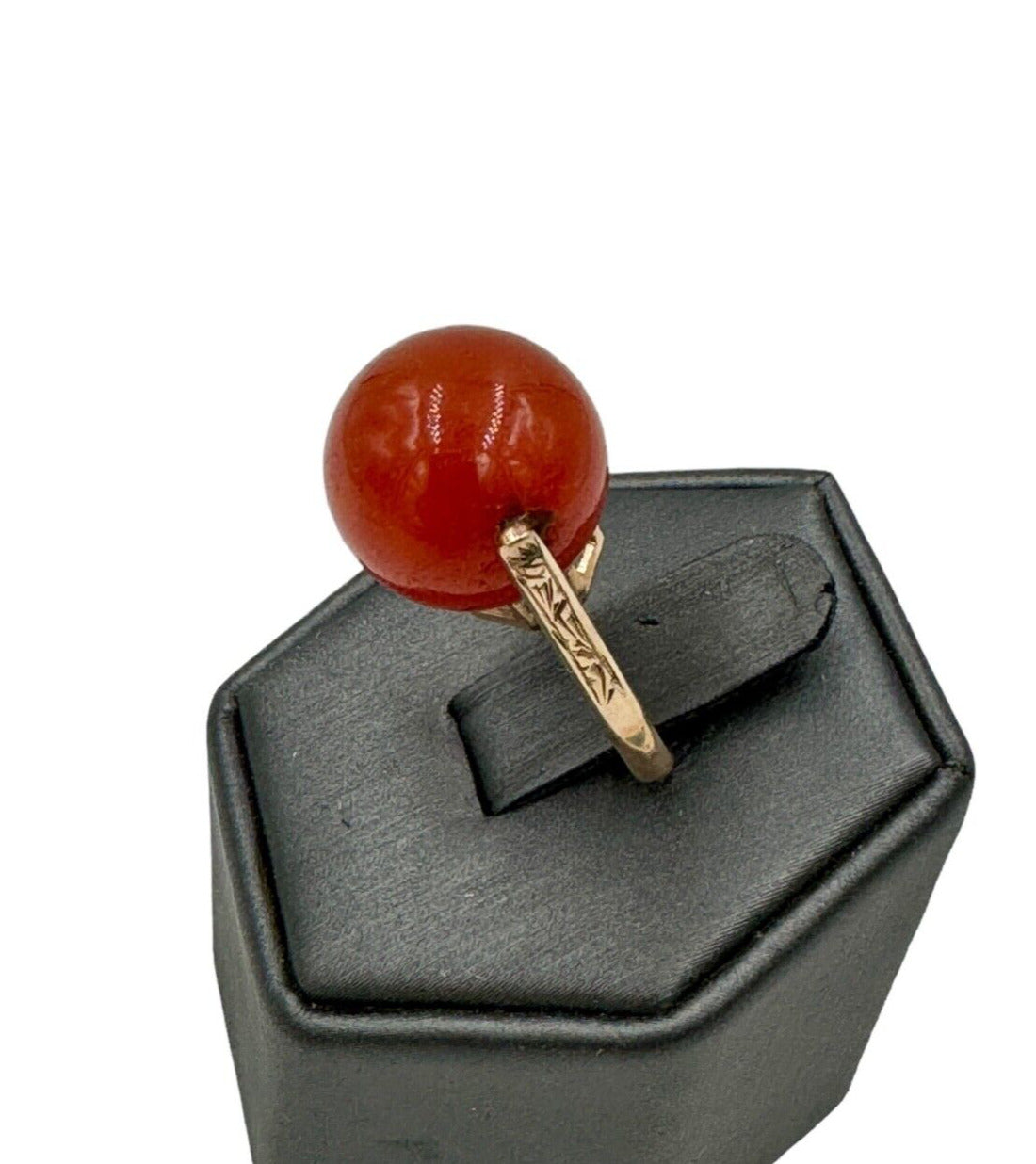 Antique 14K Rose Gold Carnelian Sphere Ring