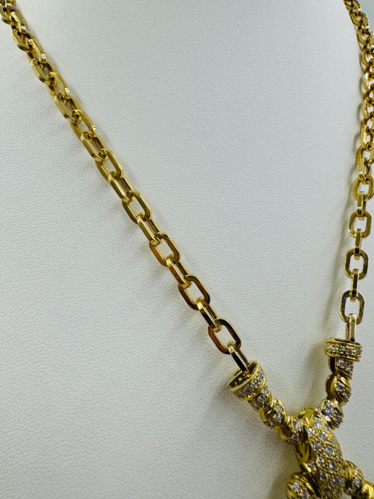 Estate Biwa Pearl Diamond Yellow Gold Dangle Pendant Necklace