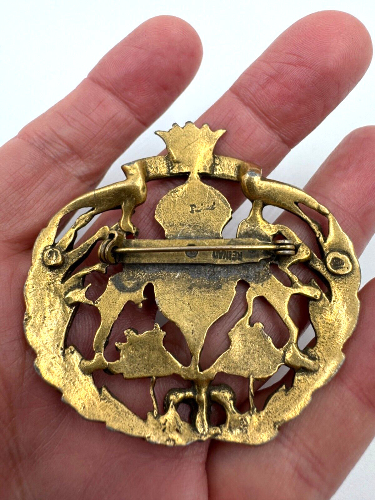 REINAD Golden Lion Crest Badge Vintage Pin Brooch