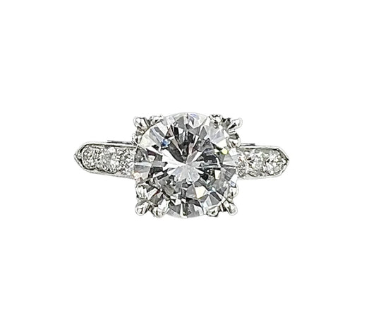 1950s GIA 2.42 Carats Diamond Platinum Engagement Ring