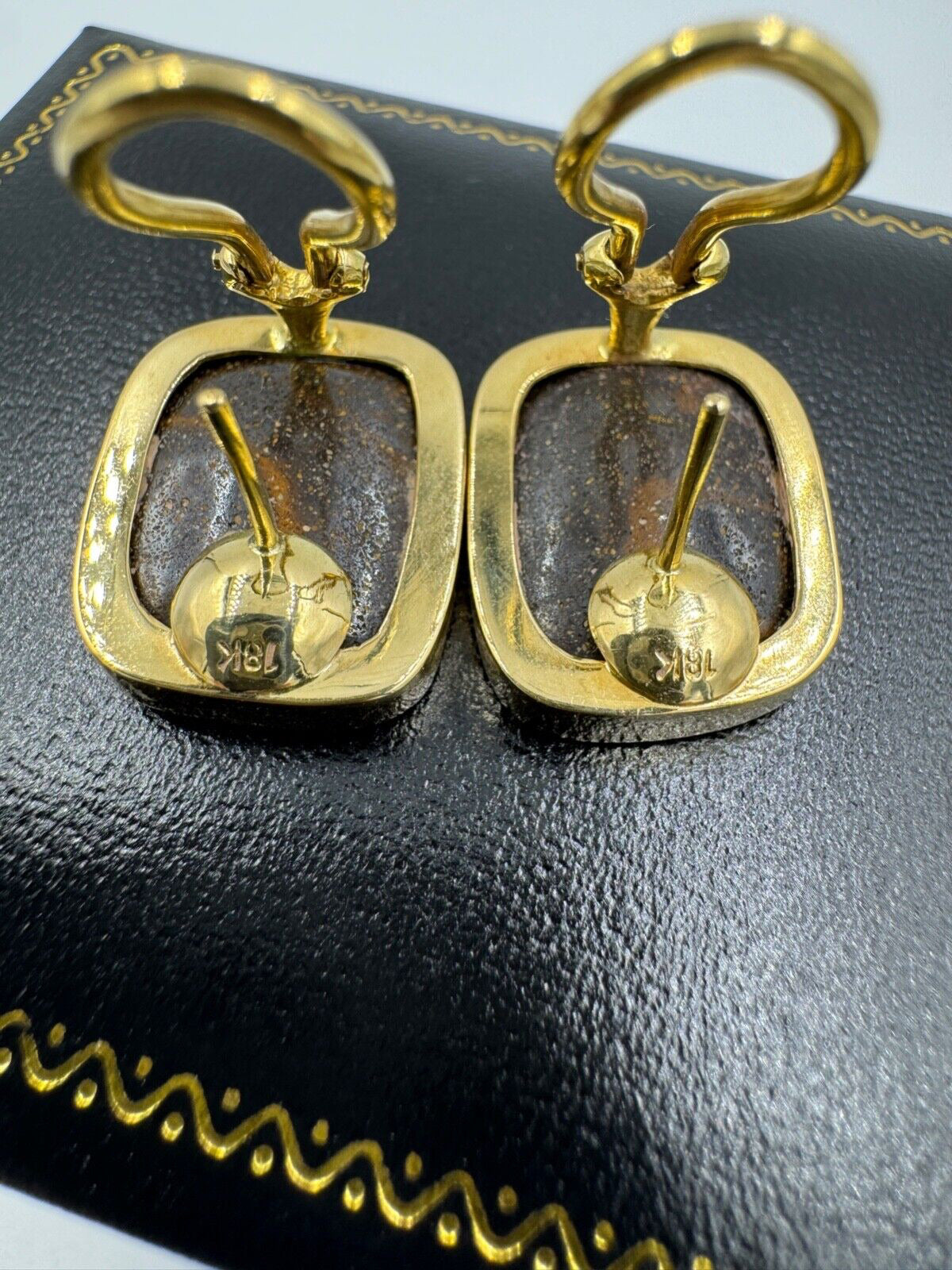 Estate 18k Yellow Gold Boulder Opal Clip On Post Earrings