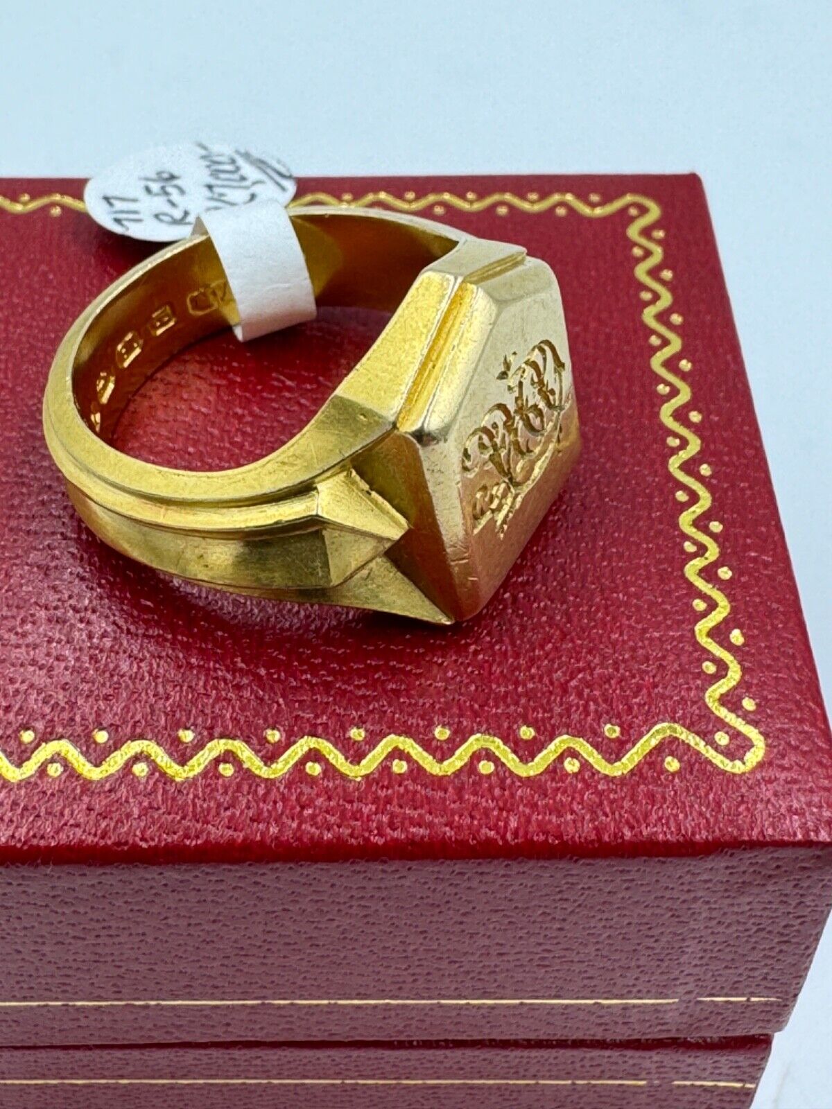 Antique English  18k Yellow Gold Men's Signet Ring Circa 1897