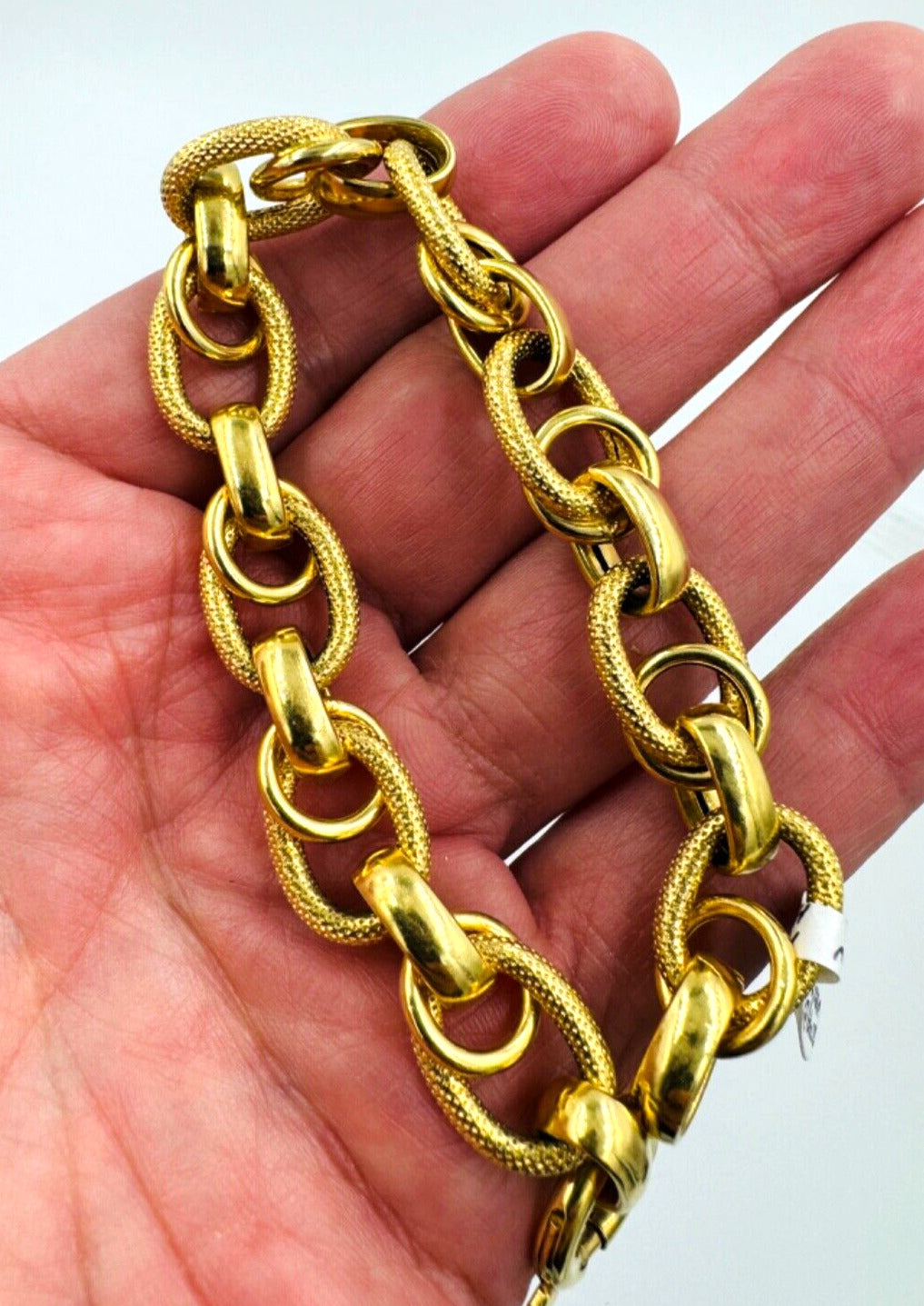 Italian Large Textured 18k Yellow Gold Link Bracelet 1980s