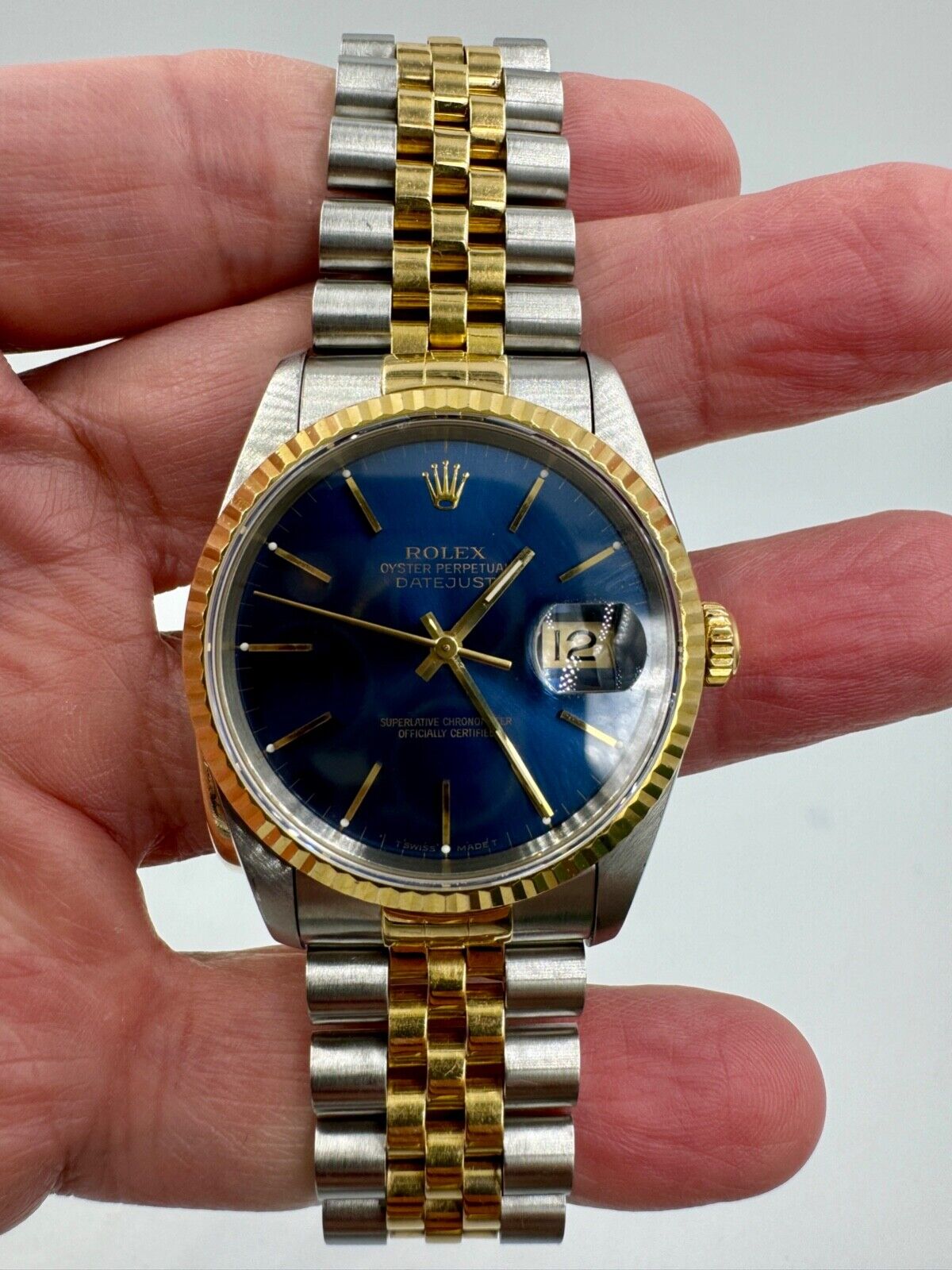 Rolex Datejust Watch Ref  16233 36mm two tone Blue Dial