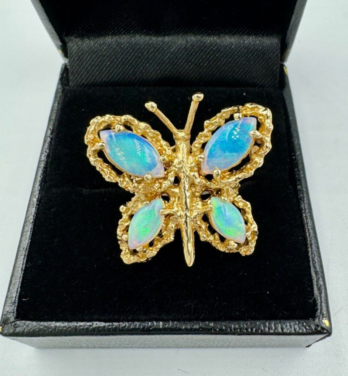 Estate Opal Butterfly 14k Yellow Gold  Ring