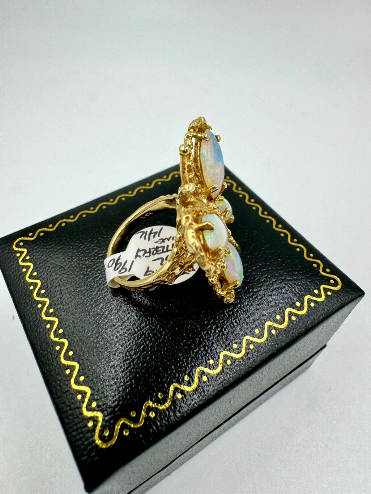 Estate Opal Butterfly 14k Yellow Gold  Ring