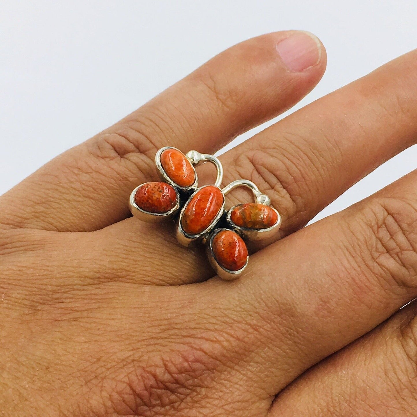 Butterfly Red Jasper Sterling Silver Ring Size 11