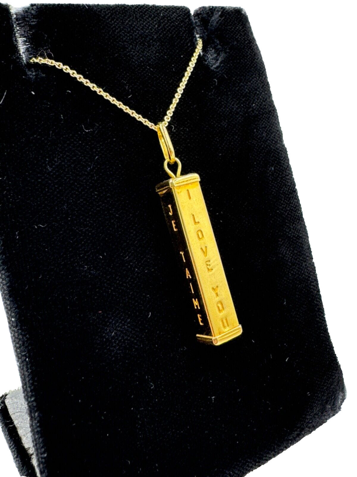 14k yellow gold  Totem Bar I love You Pendant Multi Language