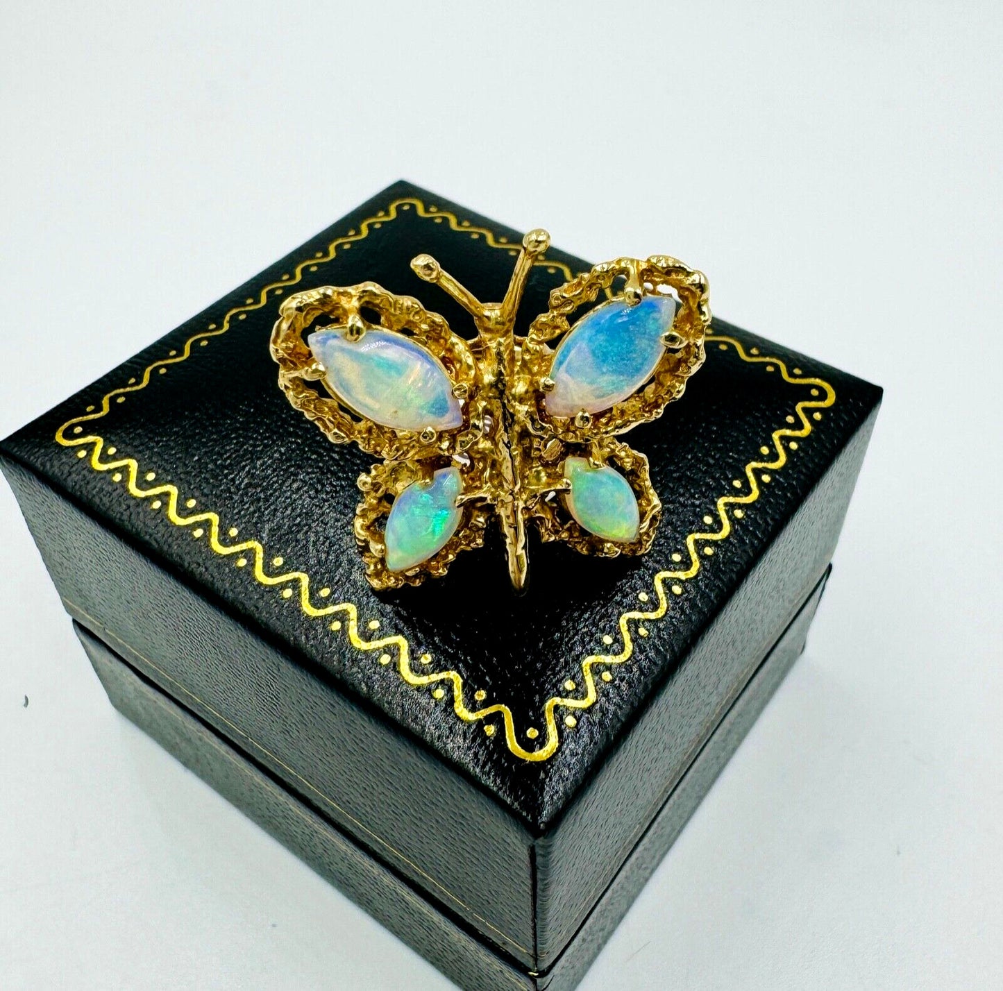 Estate Opal Butterfly 14k Yellow Gold  Ring