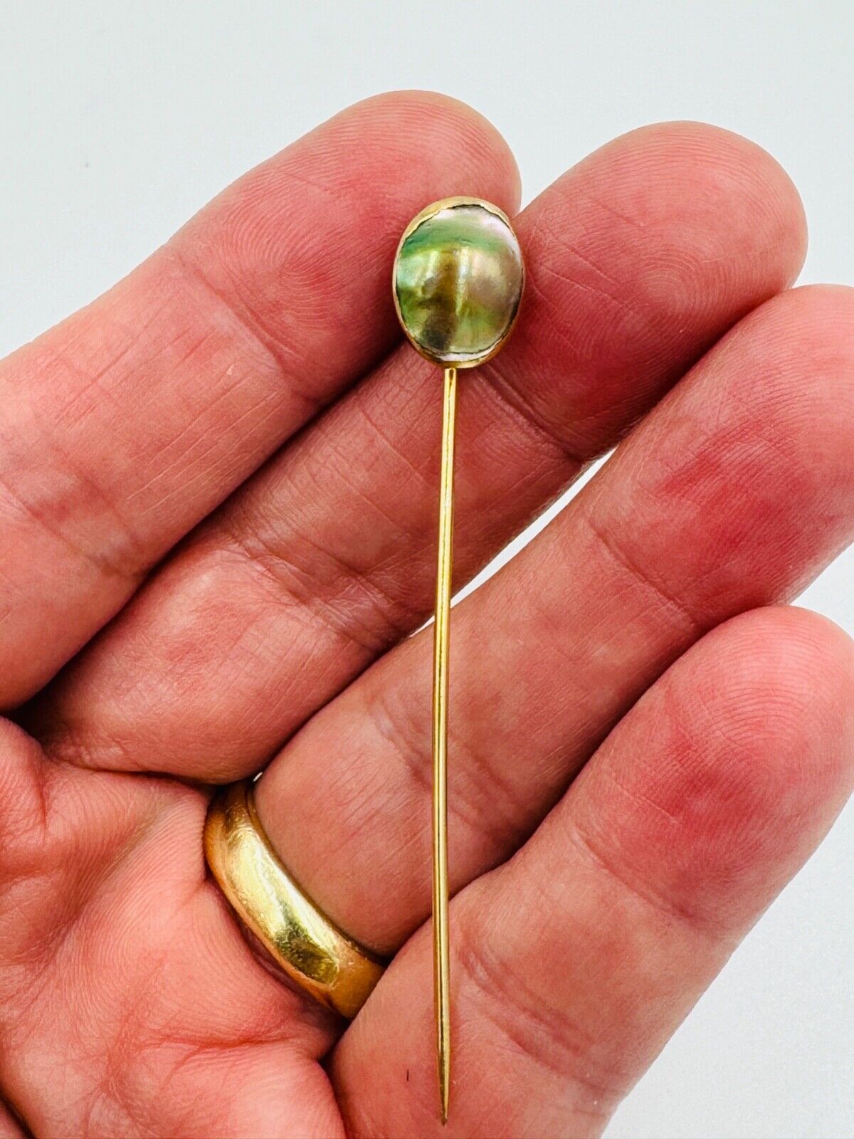 Antique 10k yellow gold Blister Pearl stick pin