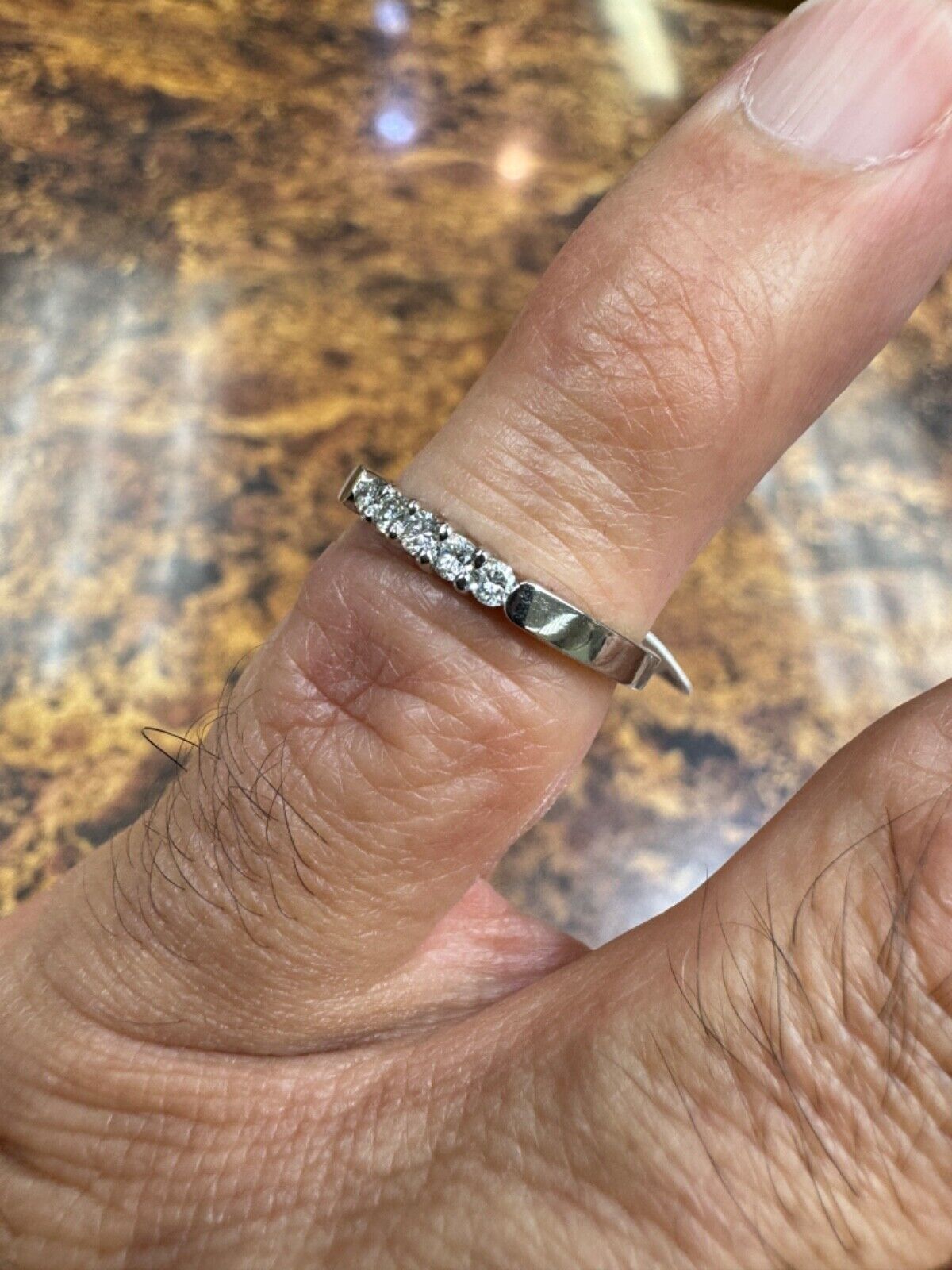 Estate 5 DiamondPlatinum band Ring 4.5sz