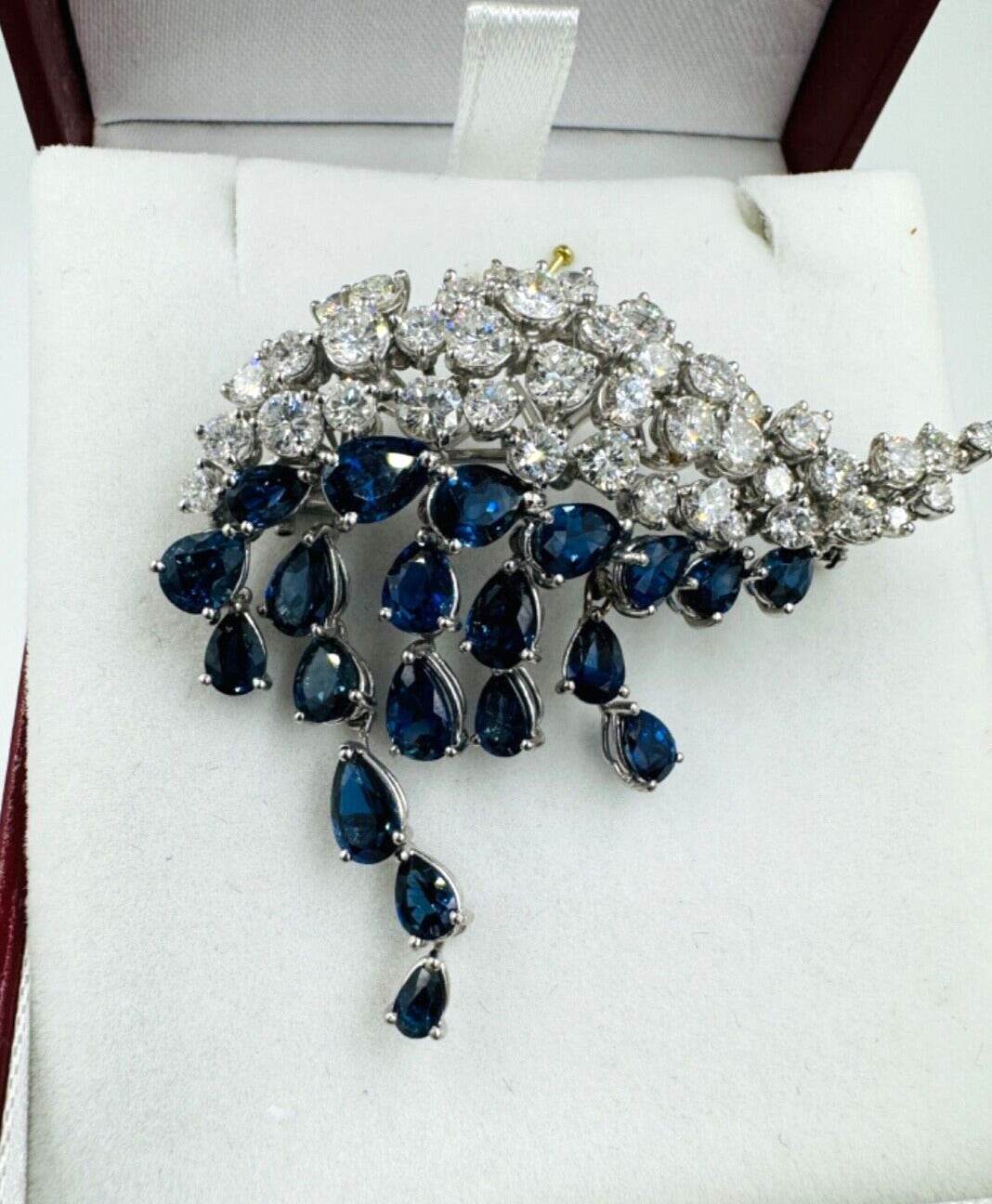 H Stern Sapphire Diamond White Gold Brooch