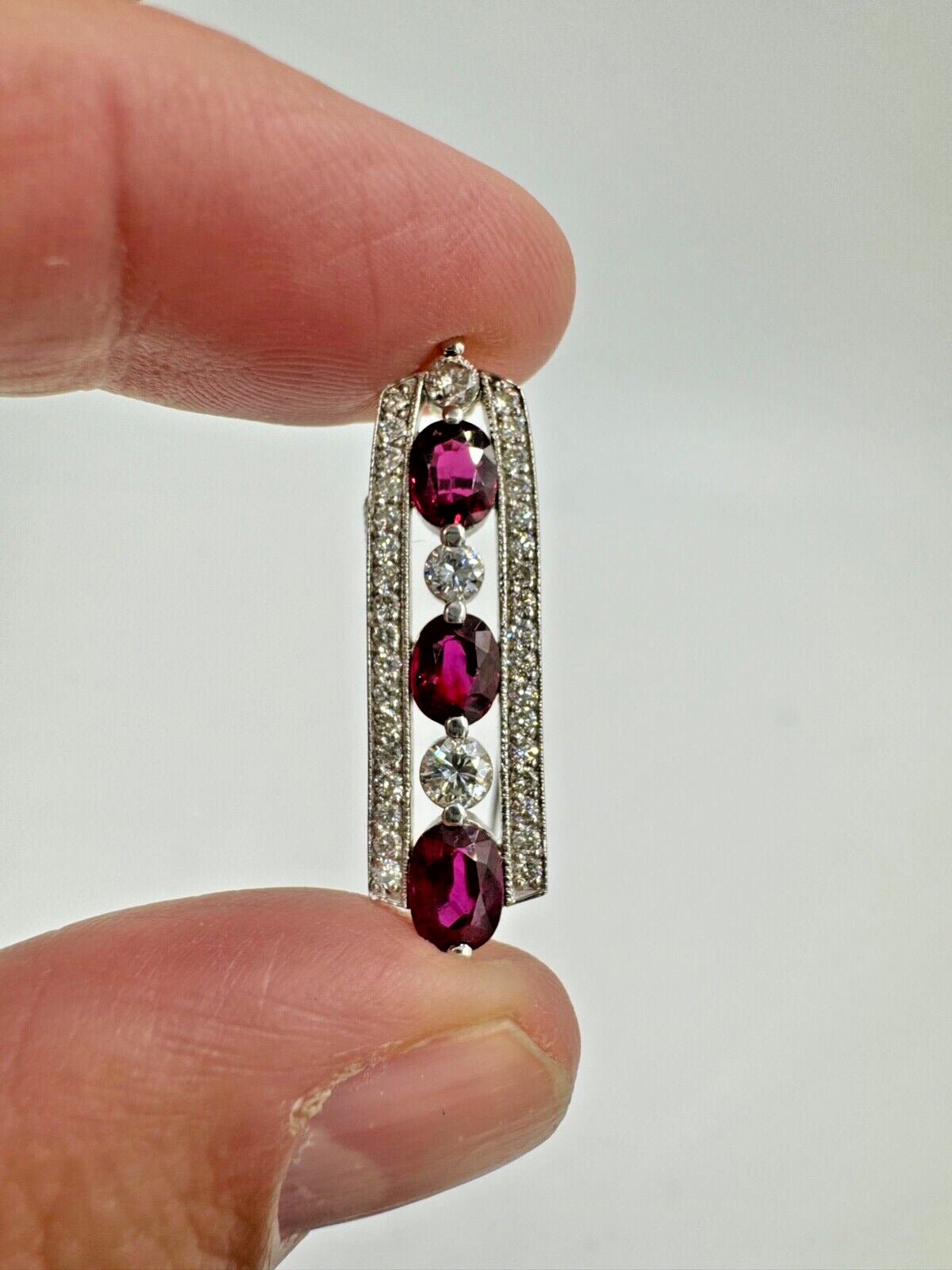 Custom Made White Gold Ruby Diamond Pendant Necklace