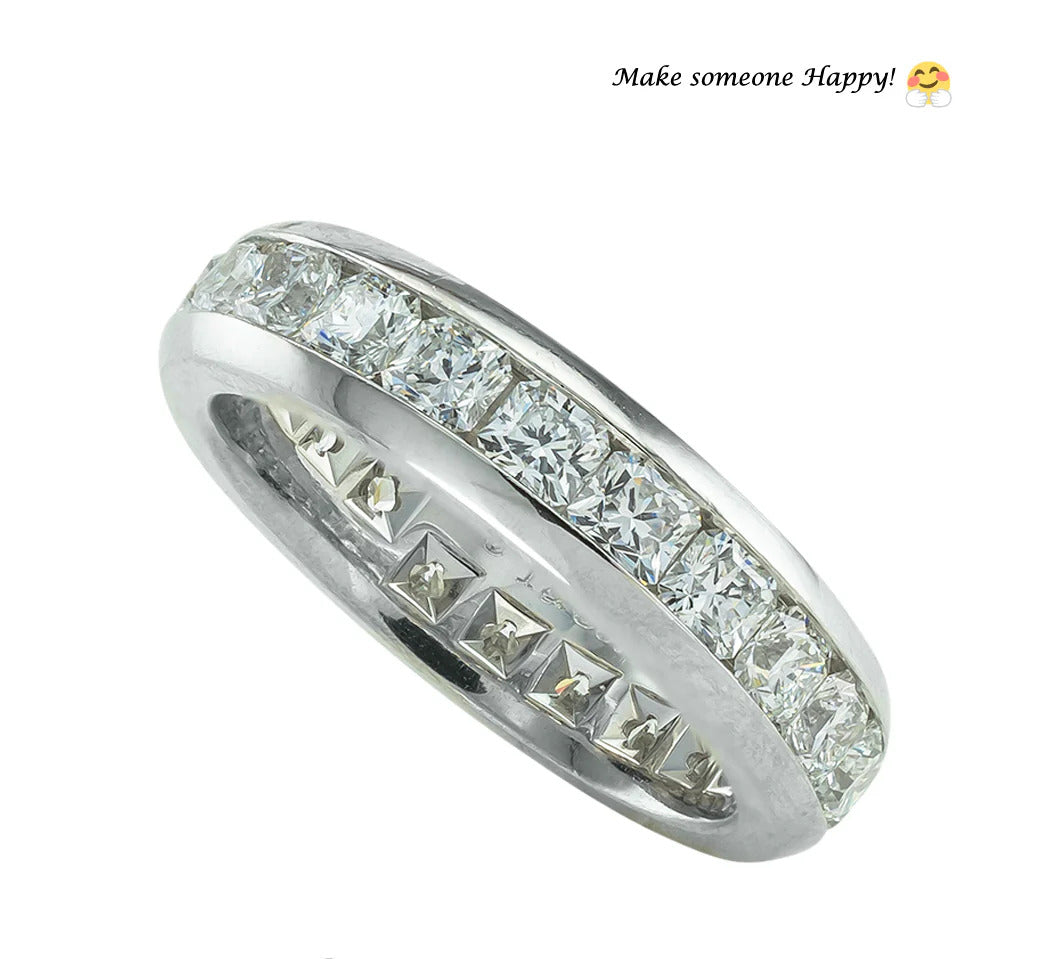 Tiffany & Co Lucida Cut Diamond Platinum Eternity Ring Size 5 3/4