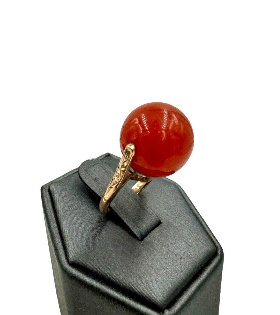 Antique 14K Rose Gold Carnelian Sphere Ring