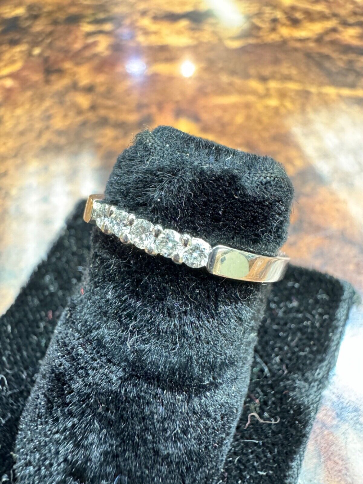 Estate 5 DiamondPlatinum band Ring 4.5sz