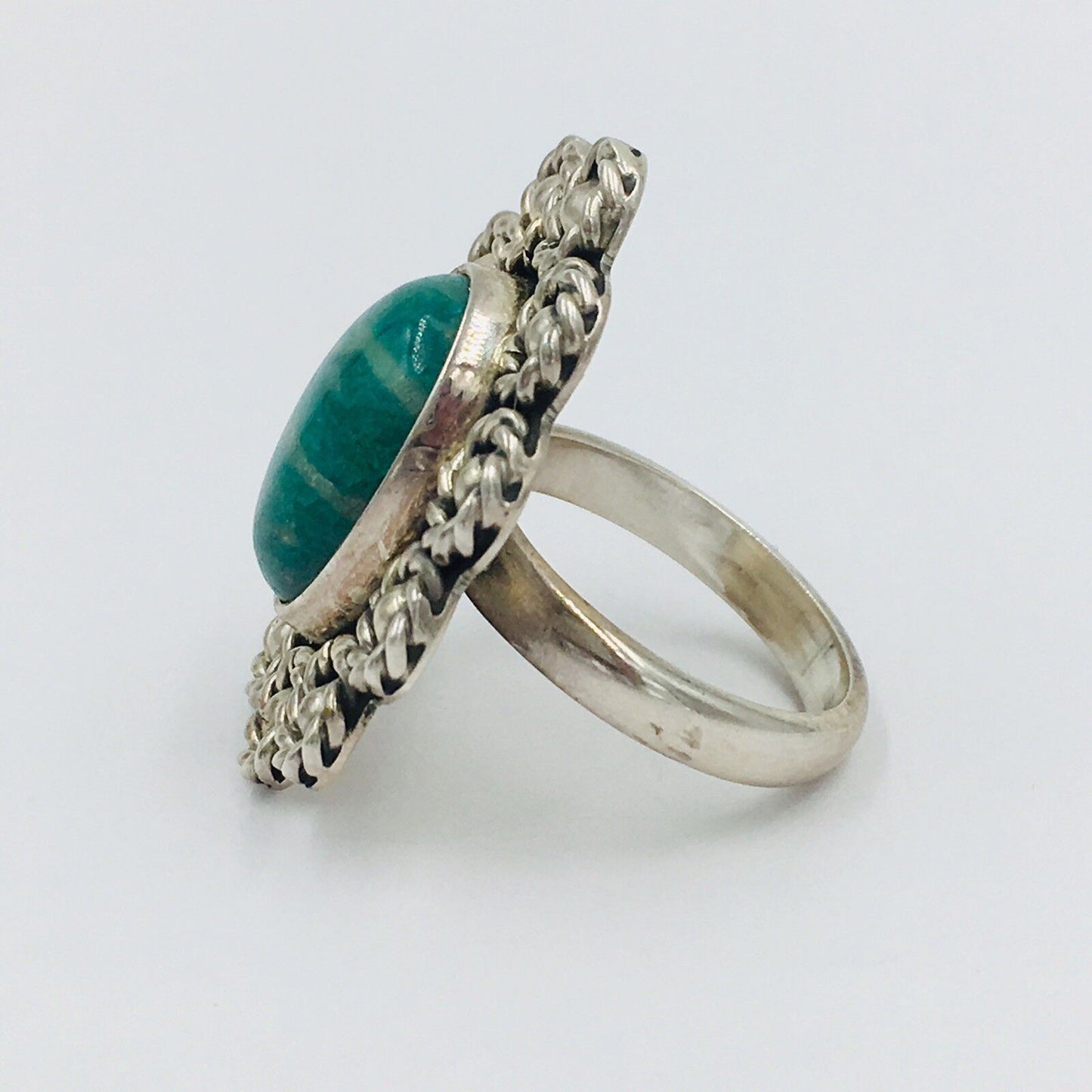 Cii 925 Mexico Green Chrysocolla Sterling Silver Ring Size 9