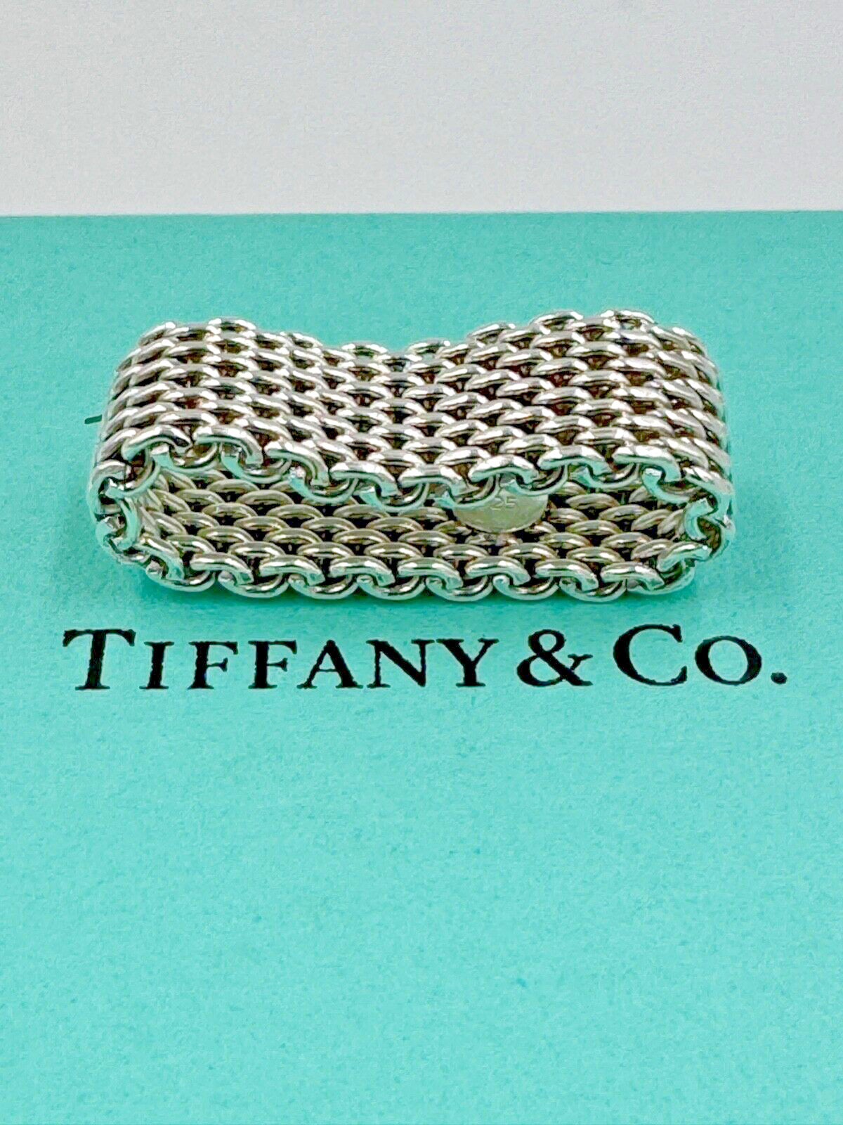 Tiffany & Co. Somerset Mesh 925 Sterling Silver Ring Sz 6.5