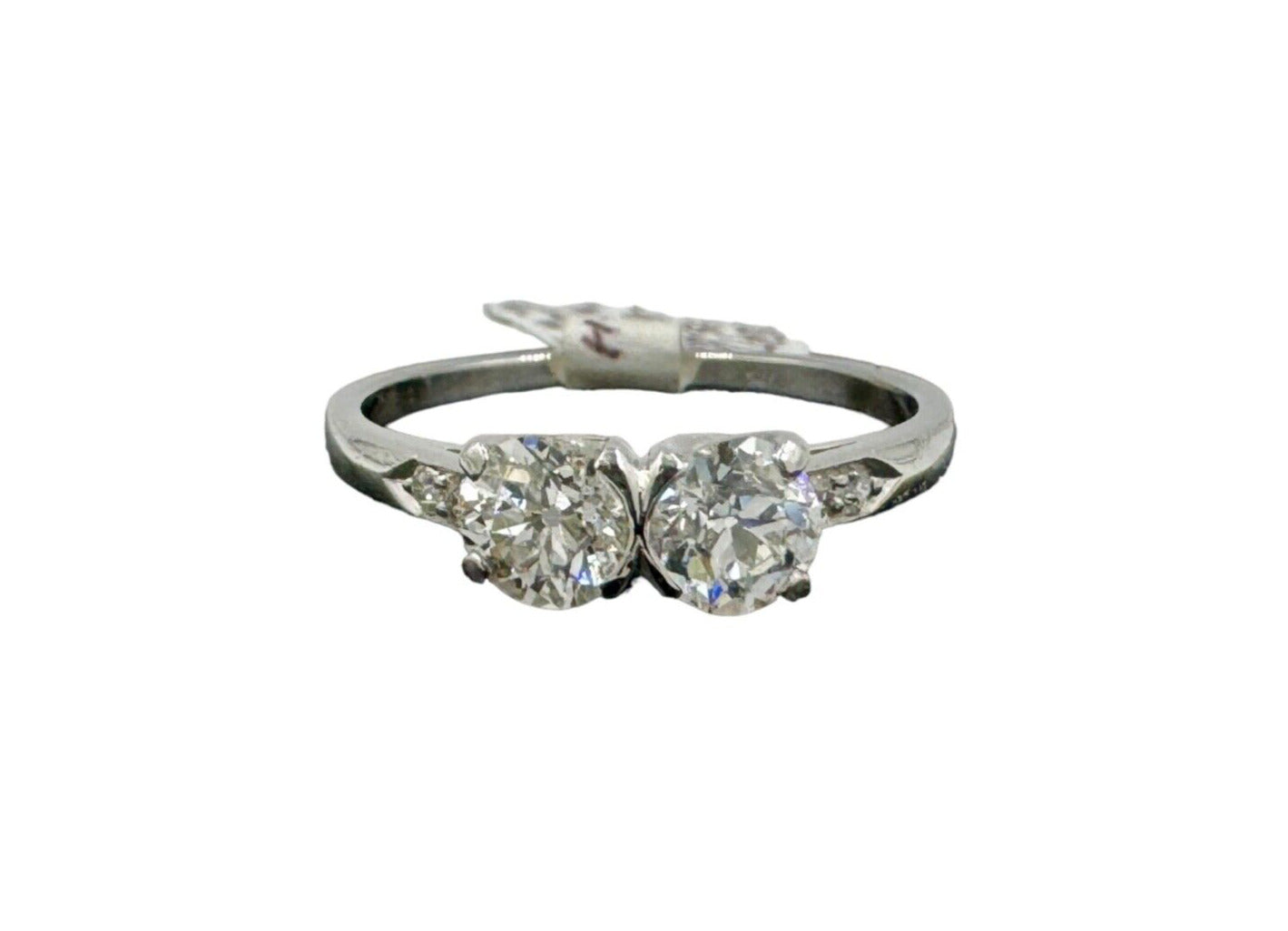 Art Deco Toi et Moi  Platinum Old European Diamond Ring wedding engagement