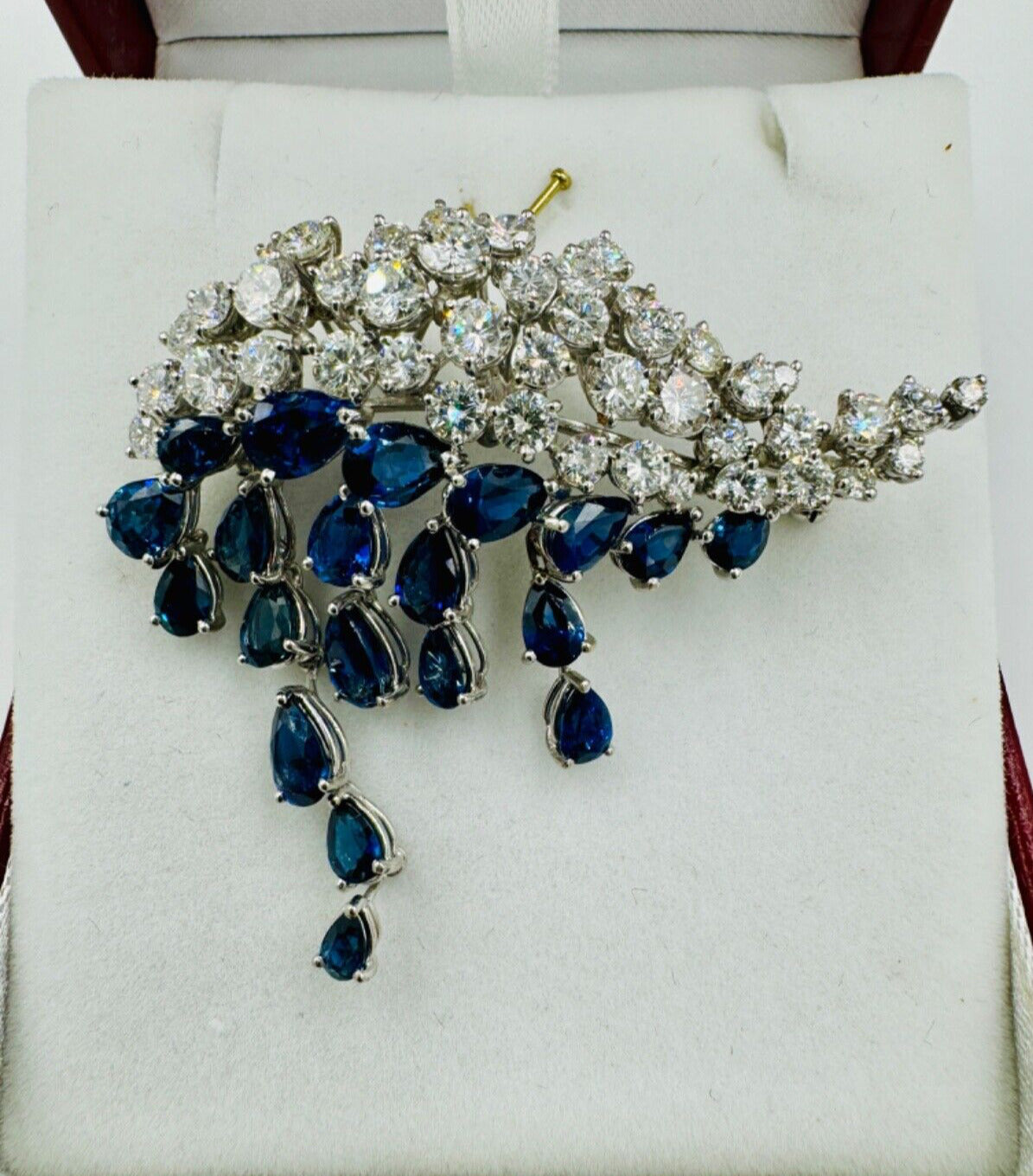 H Stern Sapphire Diamond White Gold Brooch