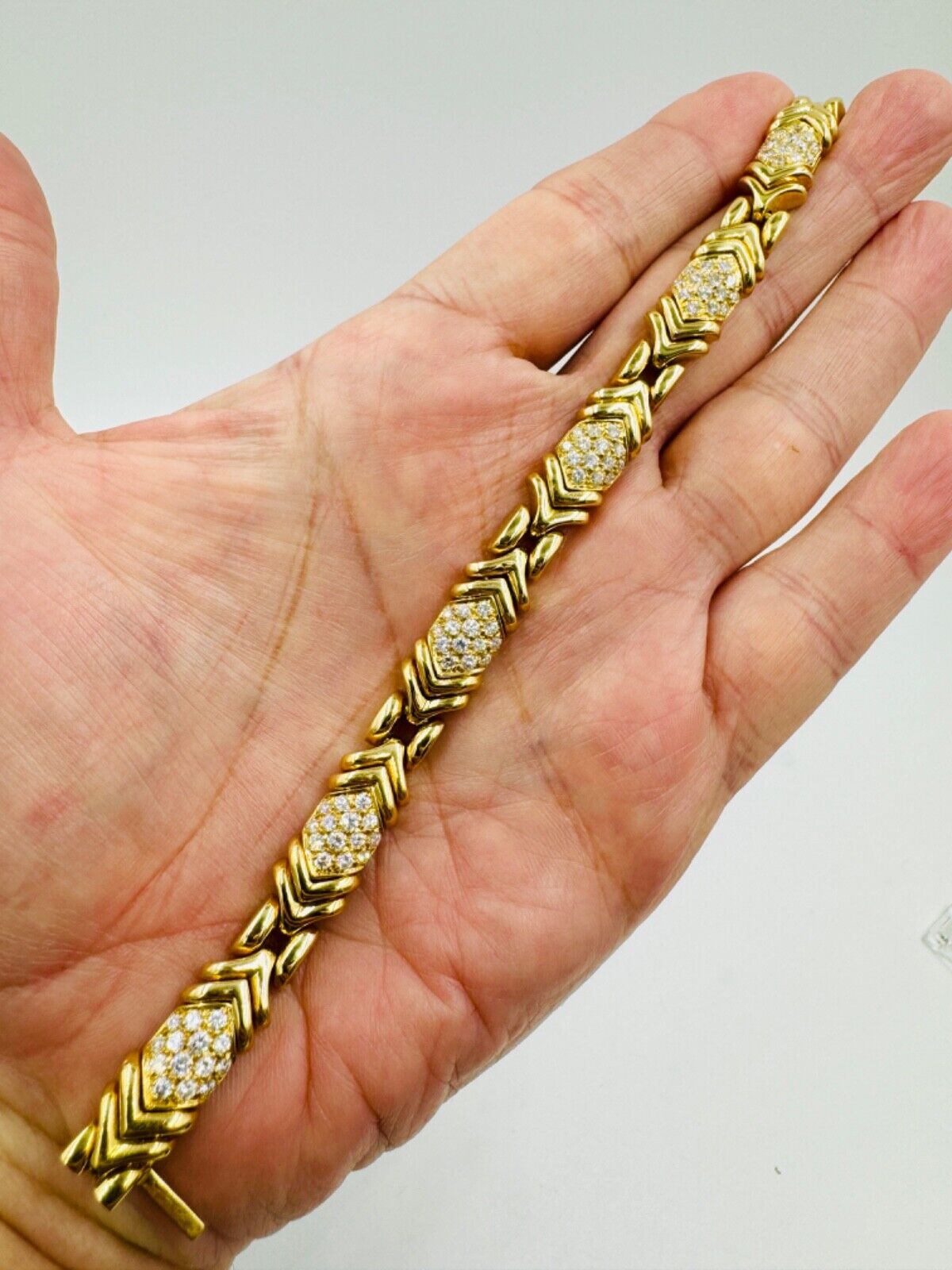 Bvlgari Parentesi Diamond 18k Yellow Gold Bracelet 7.75" Long