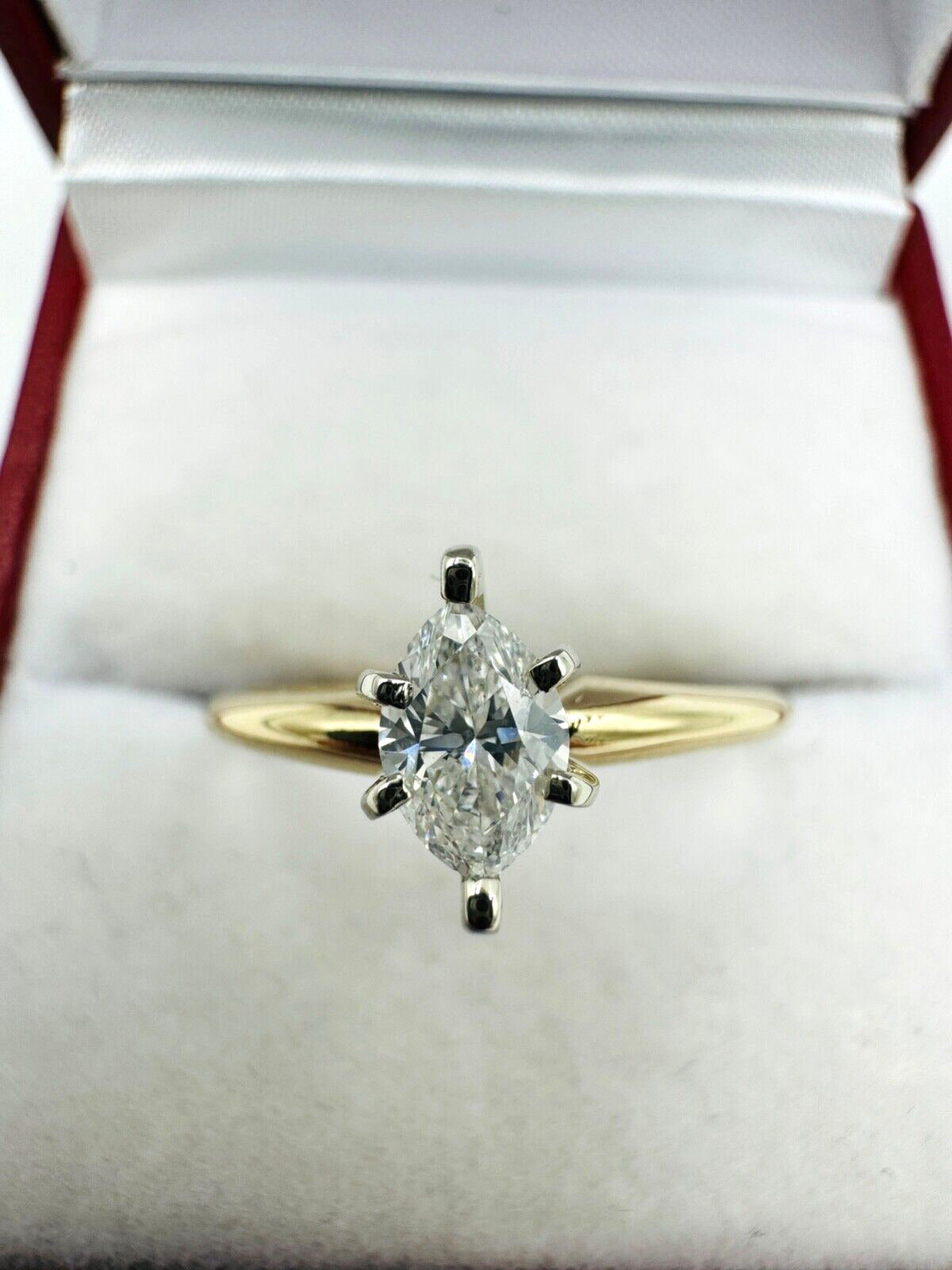 Estate 14k Yellow Gold Marquise Solitaire Diamond Ring .40cts