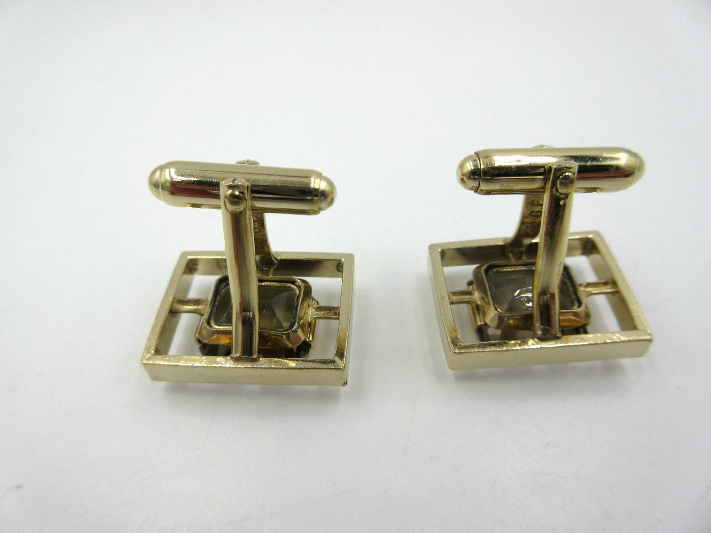 Vintage Anson 12K Gold Filled Smokey Topaz Gemstone Cufflinks