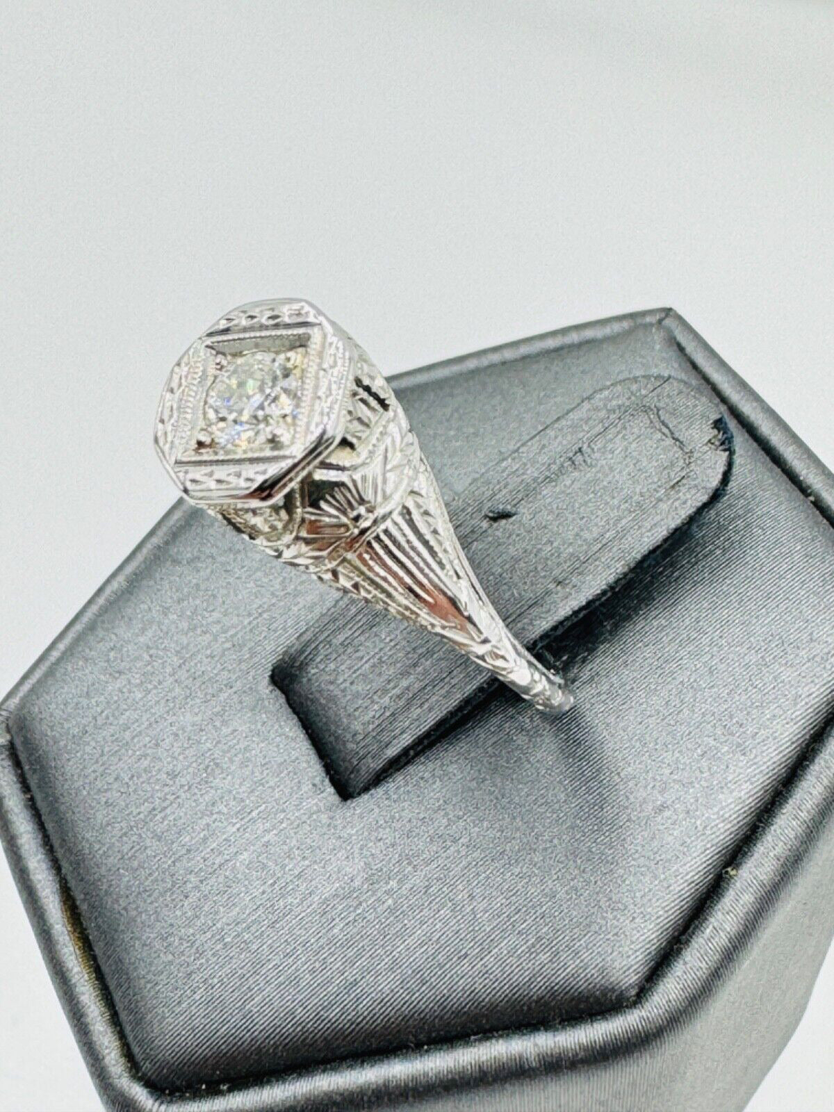 Antique Art Nouveau Belais 18k Gold European Diamond  Engagement Ring