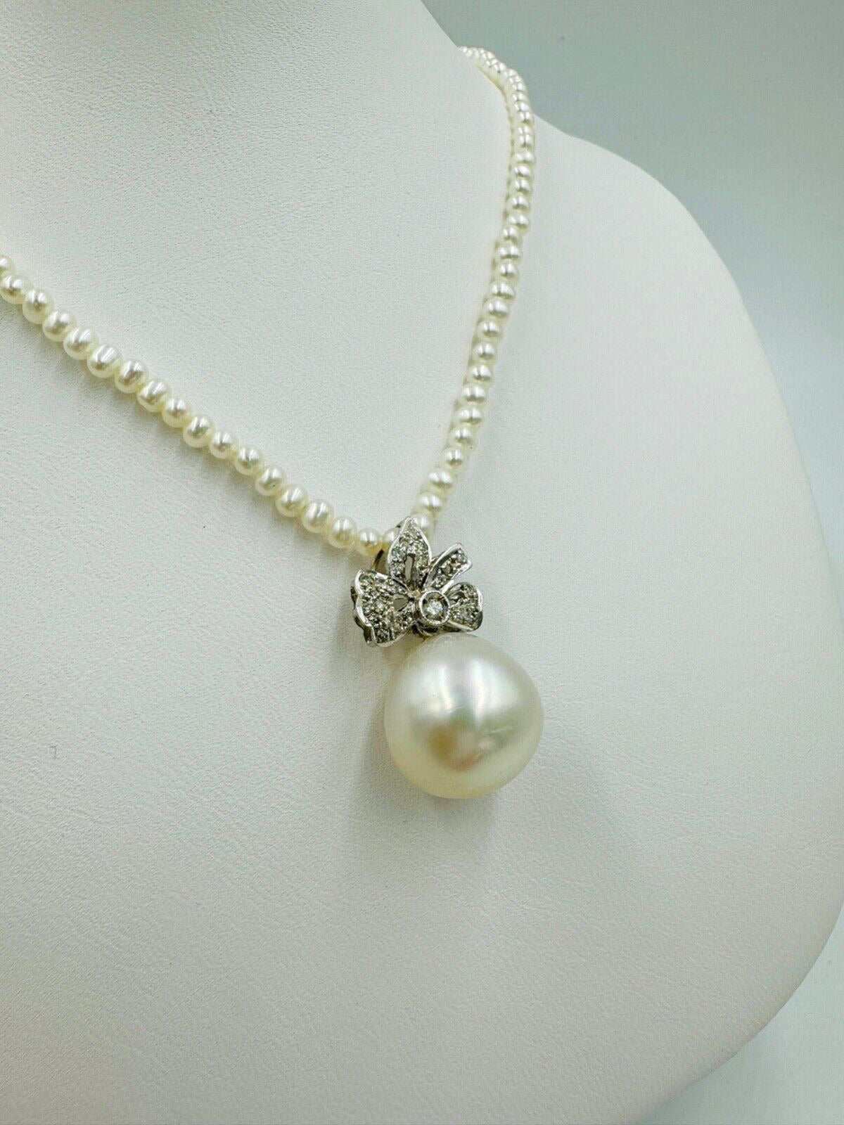 South Sea Pearl drop Pendant  Strand Choker Necklace 16"