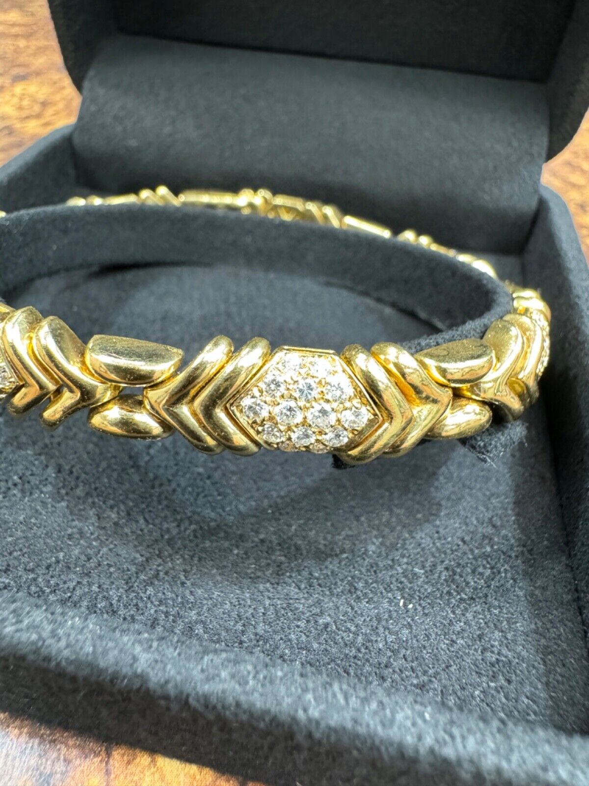 Bvlgari Parentesi Diamond 18k Yellow Gold Bracelet 7.75" Long