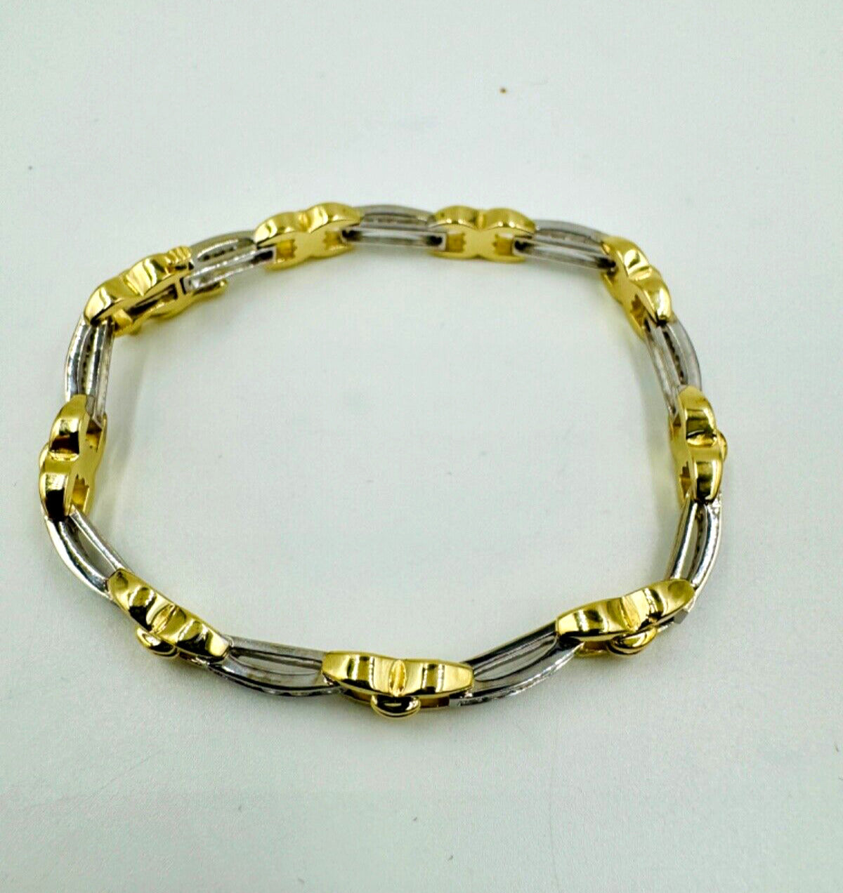 Estate 14k white and yellow Gold Diamond Link Bracelet