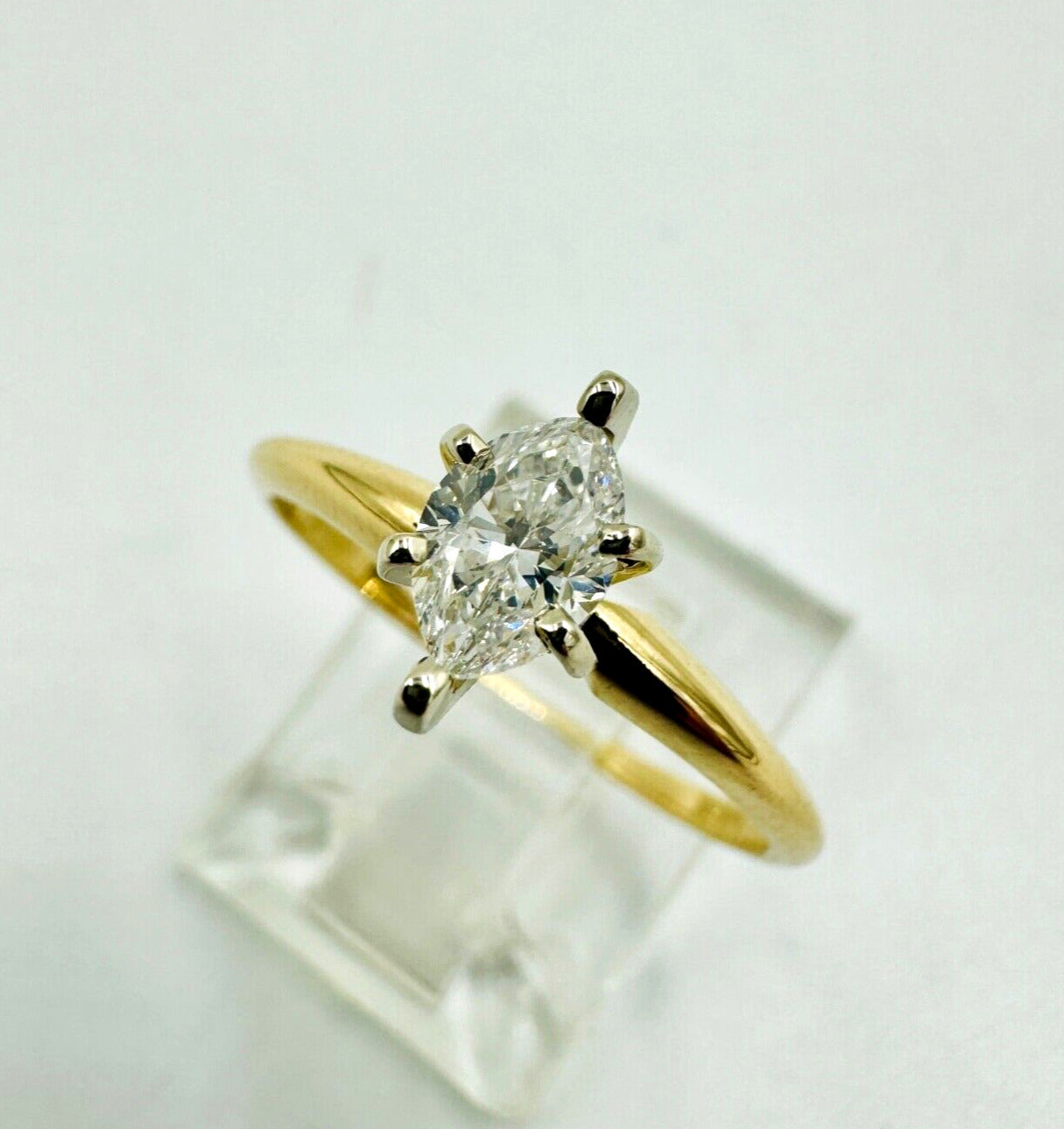 Estate 14k Yellow Gold Marquise Solitaire Diamond Ring .40cts