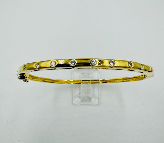 DESIGNER CINDY ROYCE DIAMOND BANGLE BRACELET  18K YELLOW GOLD ~6.3"