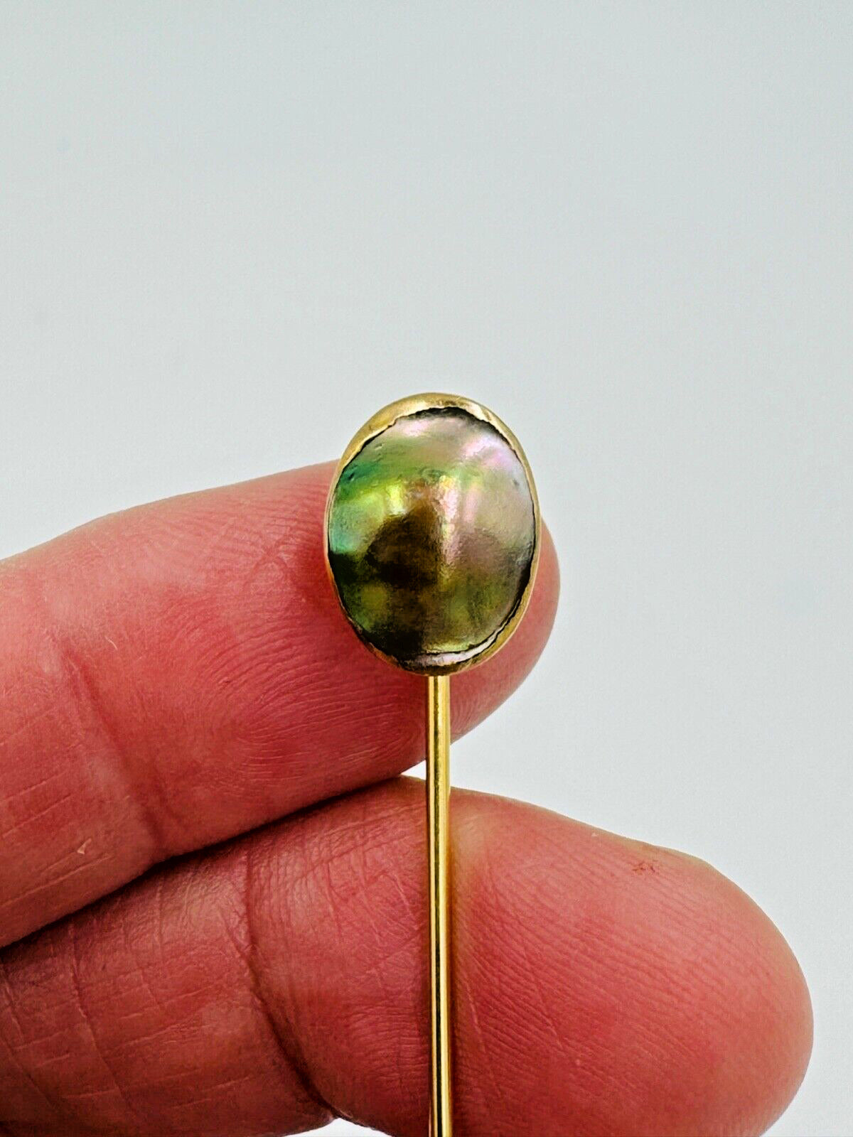 Antique 10k yellow gold Blister Pearl stick pin