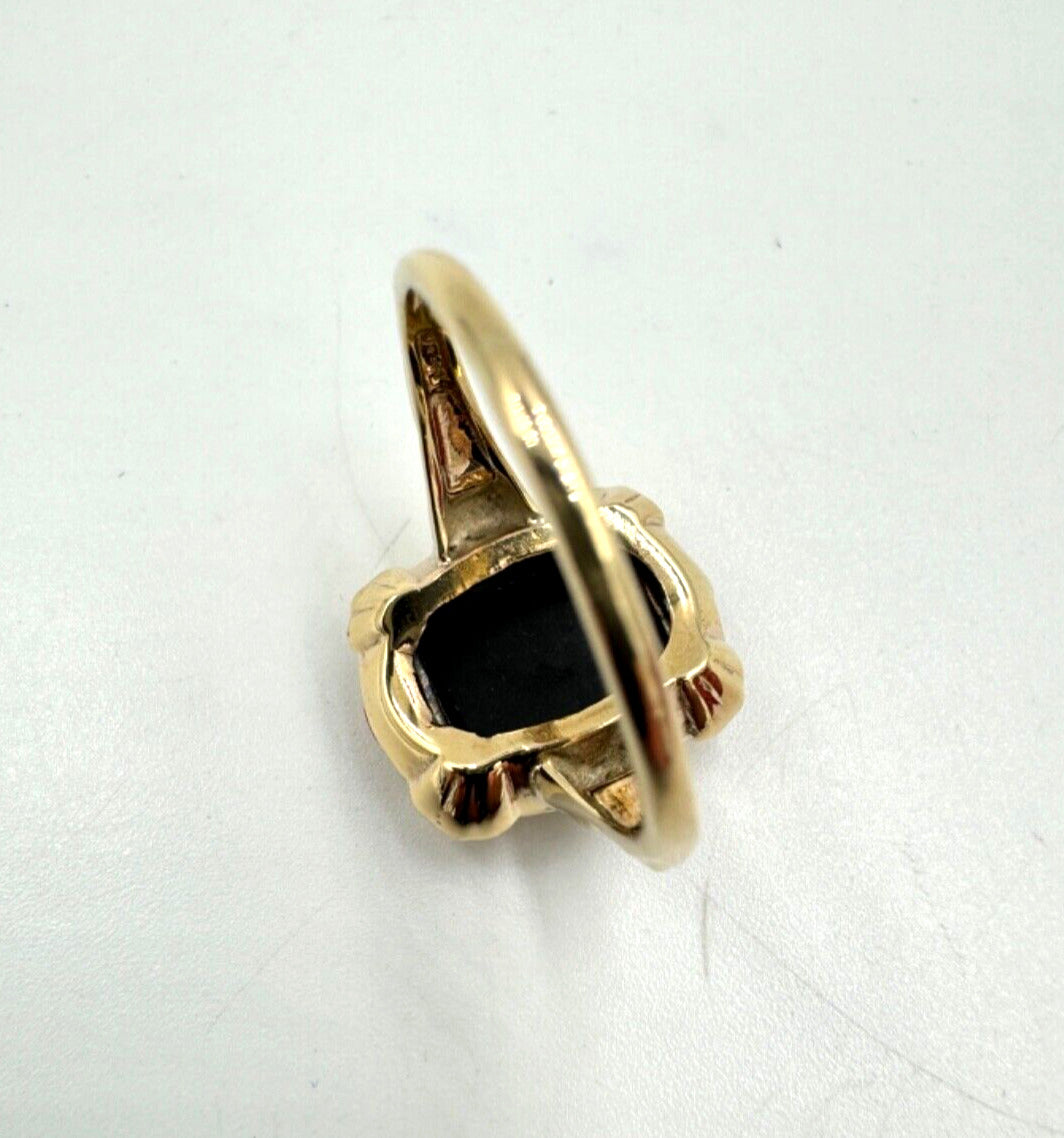 Art Deco 10K Tri Color Gold Onyx Ring