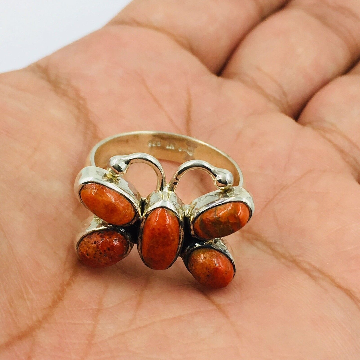 Butterfly Red Jasper Sterling Silver Ring Size 11