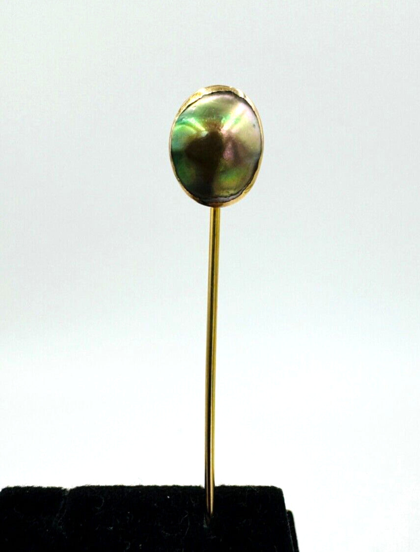 Antique 10k yellow gold Blister Pearl stick pin