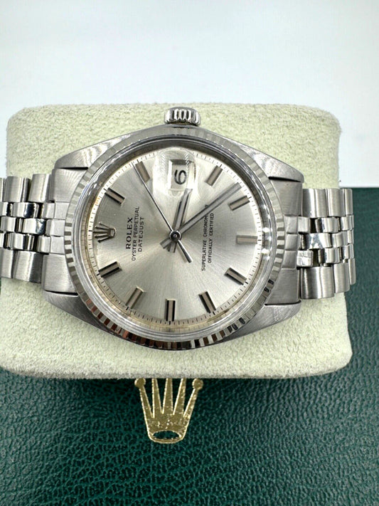 Vintage Rolex Datejust 36mm Stainless Steel 1601 Watch Circa 1966